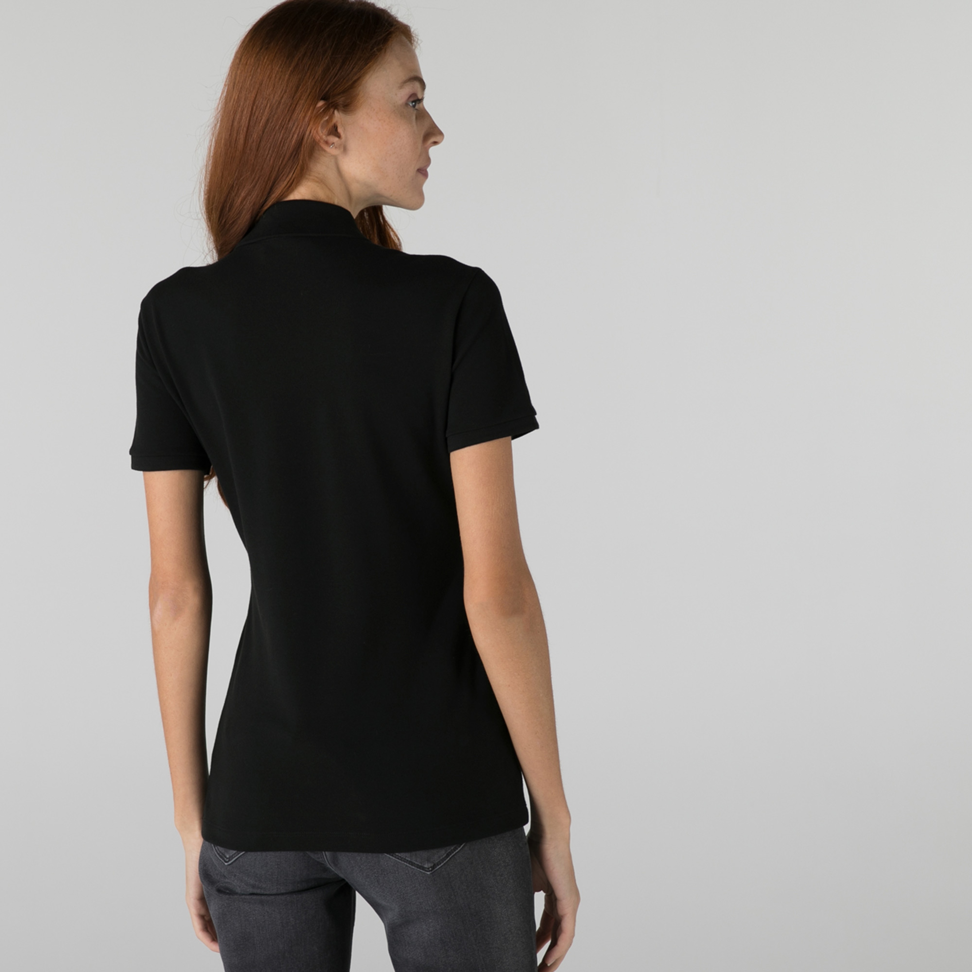 L.12.D Kadın Slim Fit Siyah Polo