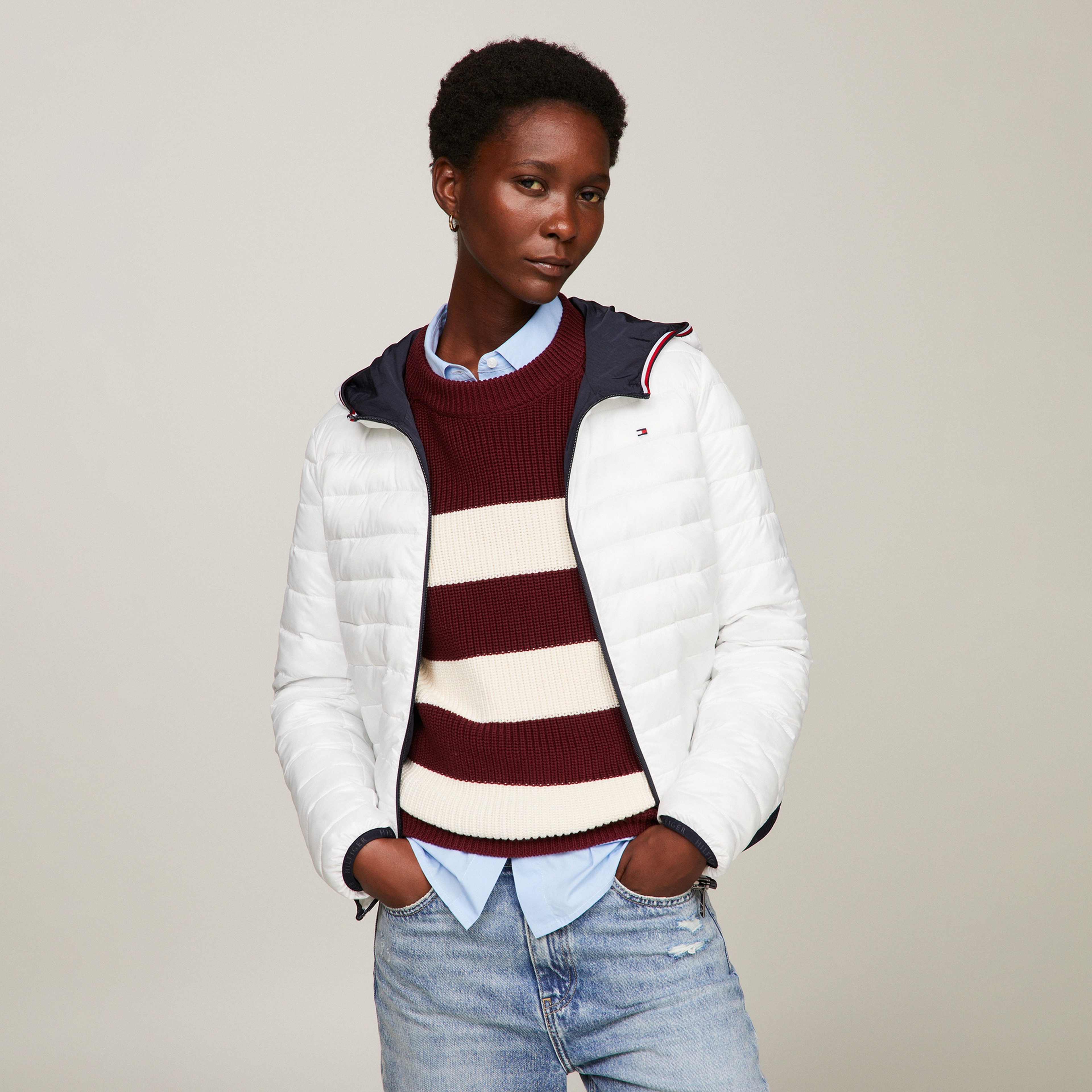 Tommy Hilfiger Kadın Beyaz Mont