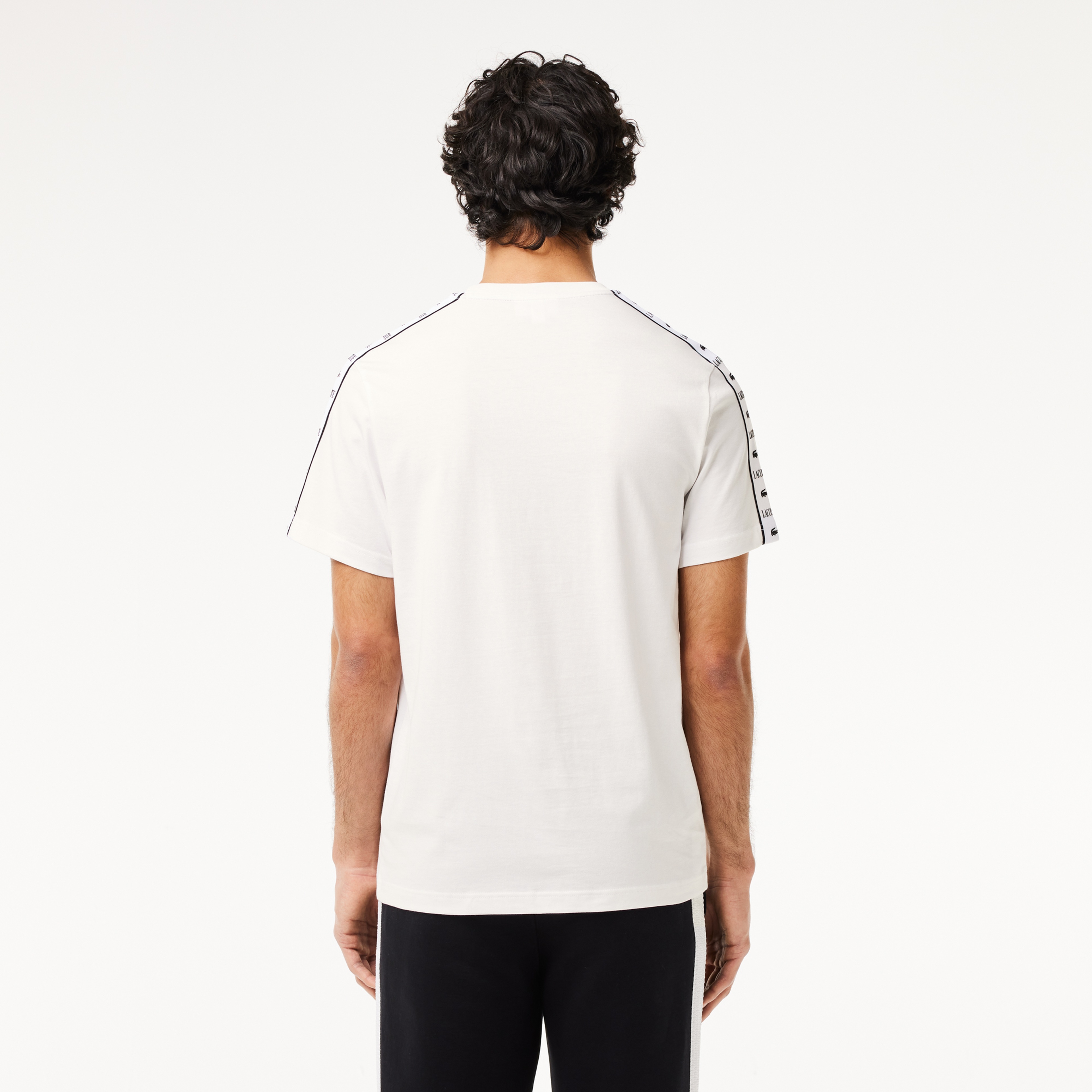 Lacoste Erkek Regular Fit Bisiklet Yaka Baskılı Beyaz T-Shirt