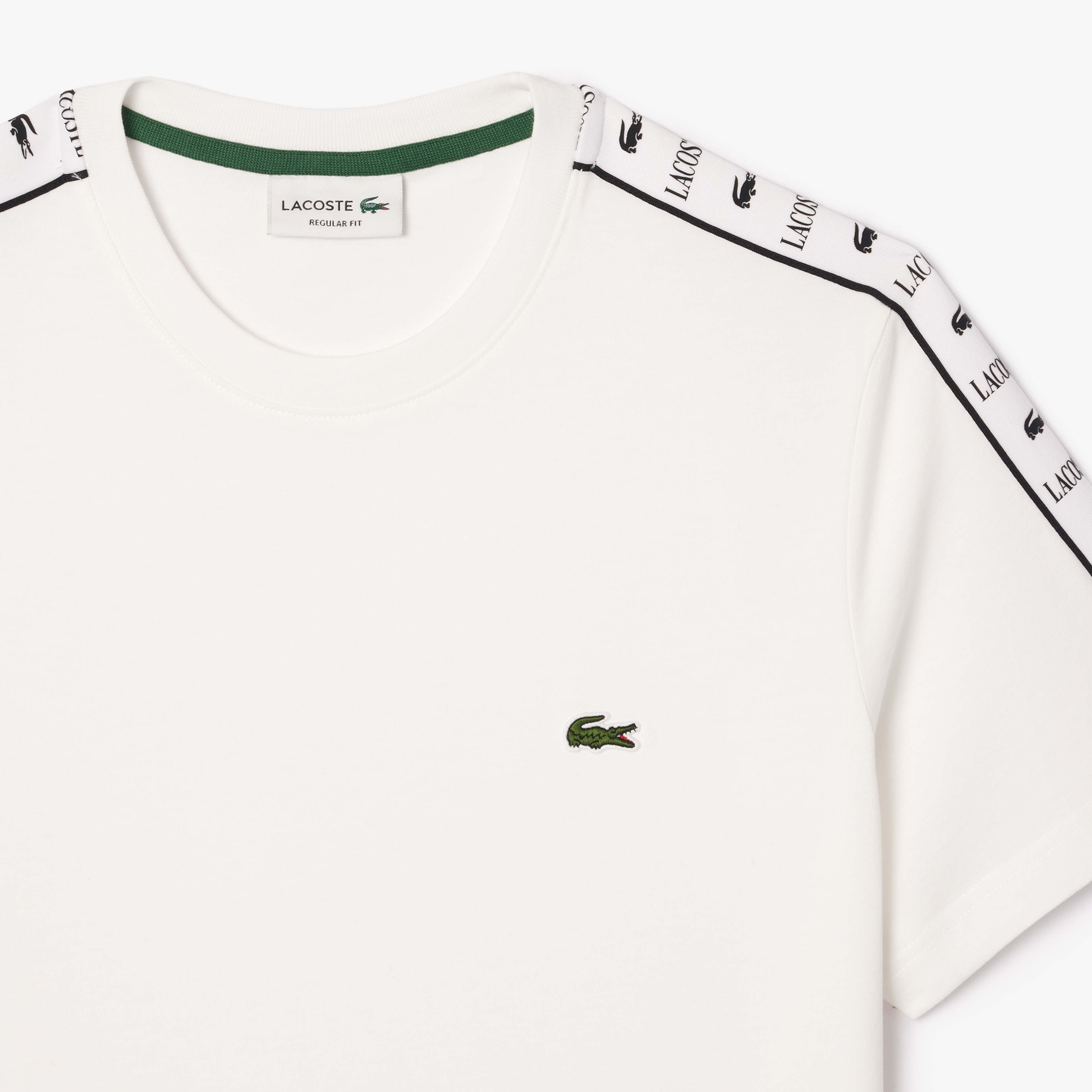 Lacoste Erkek Regular Fit Bisiklet Yaka Baskılı Beyaz T-Shirt