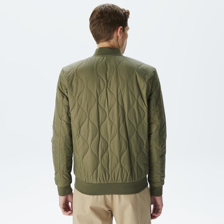 Erkek Dik Yaka Kapitone Haki Mont