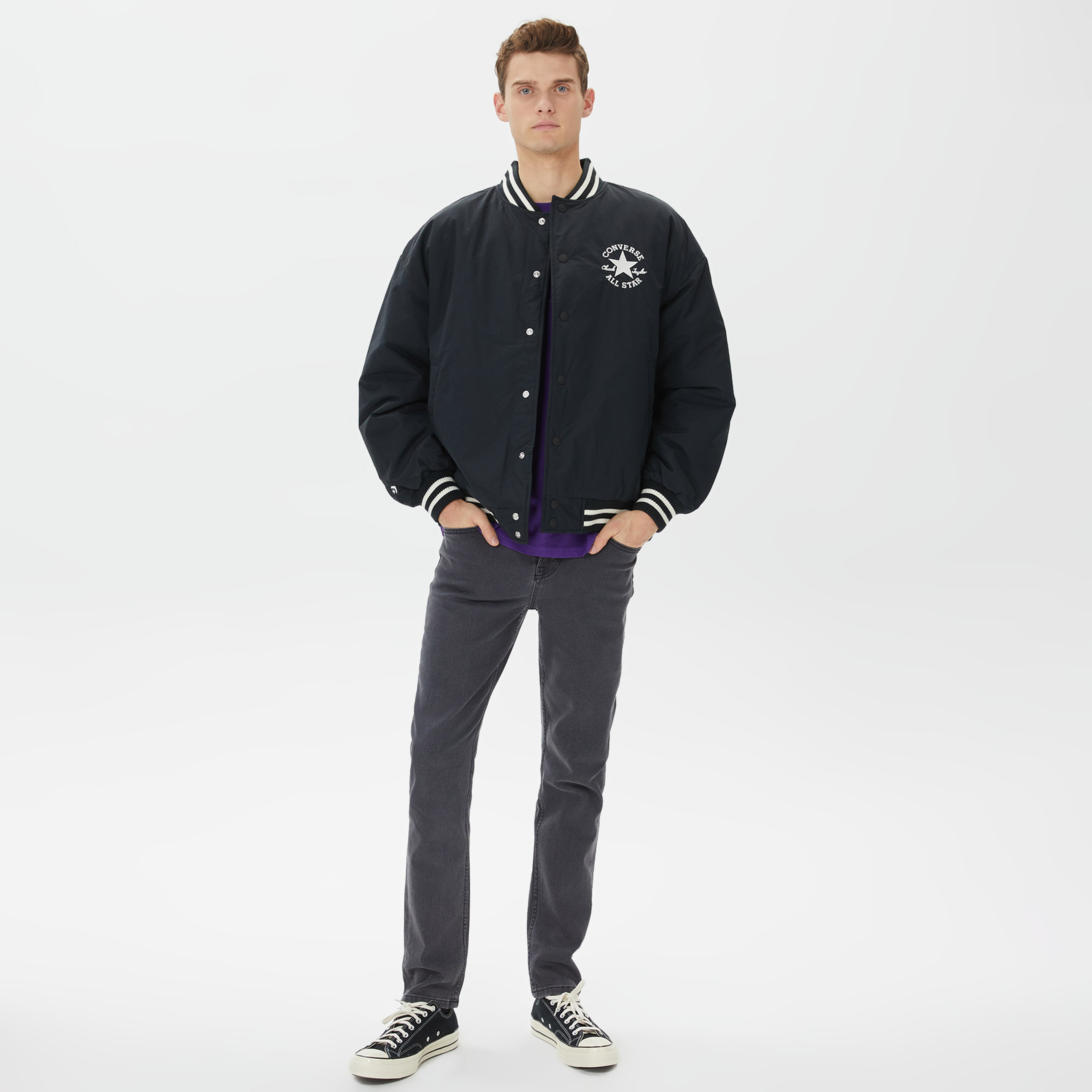 Converse All Star Varsity Padded Erkek Siyah Ceket