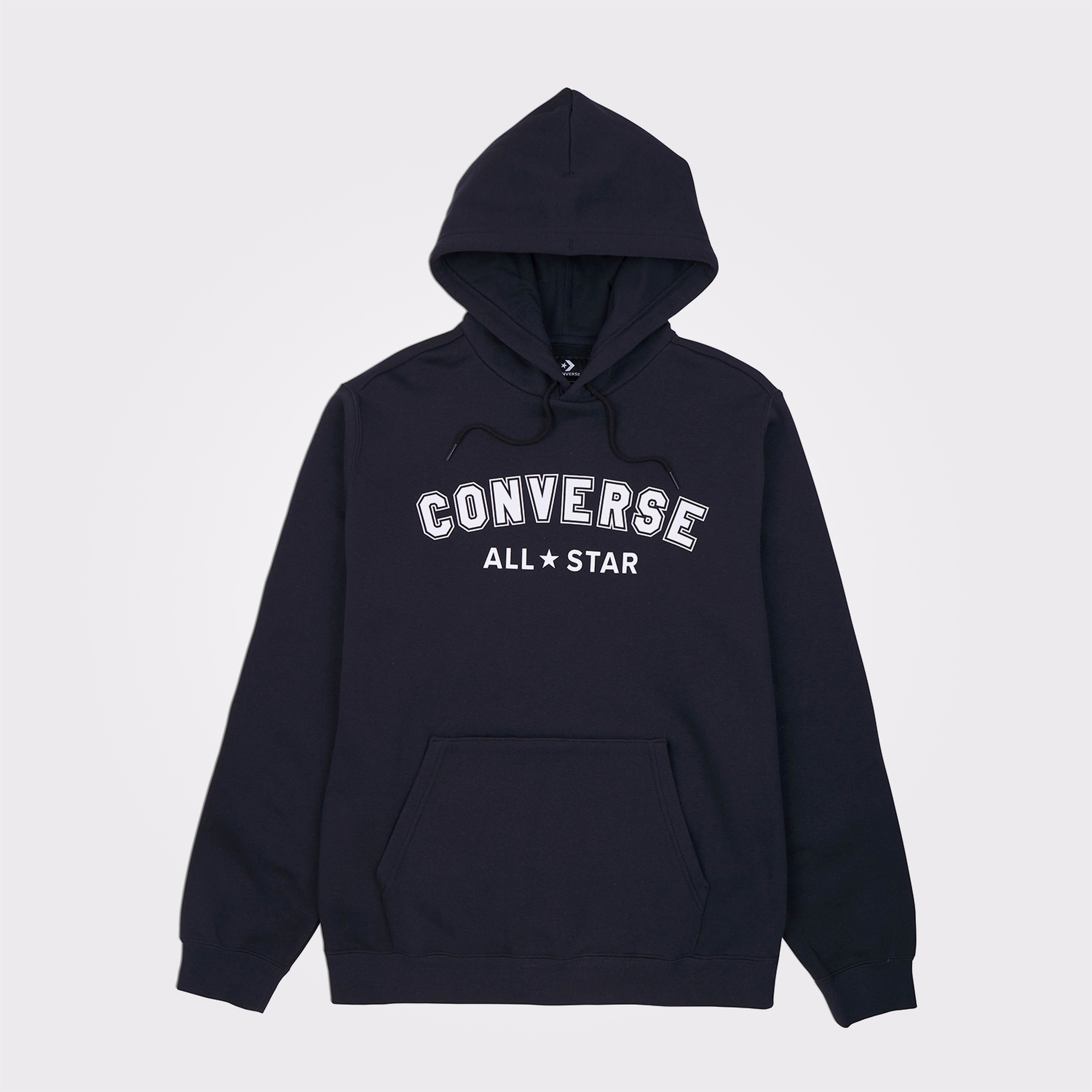 Converse Go-To Wordmark Standard Fit Fleece Pullover Unisex Siyah Hoodie