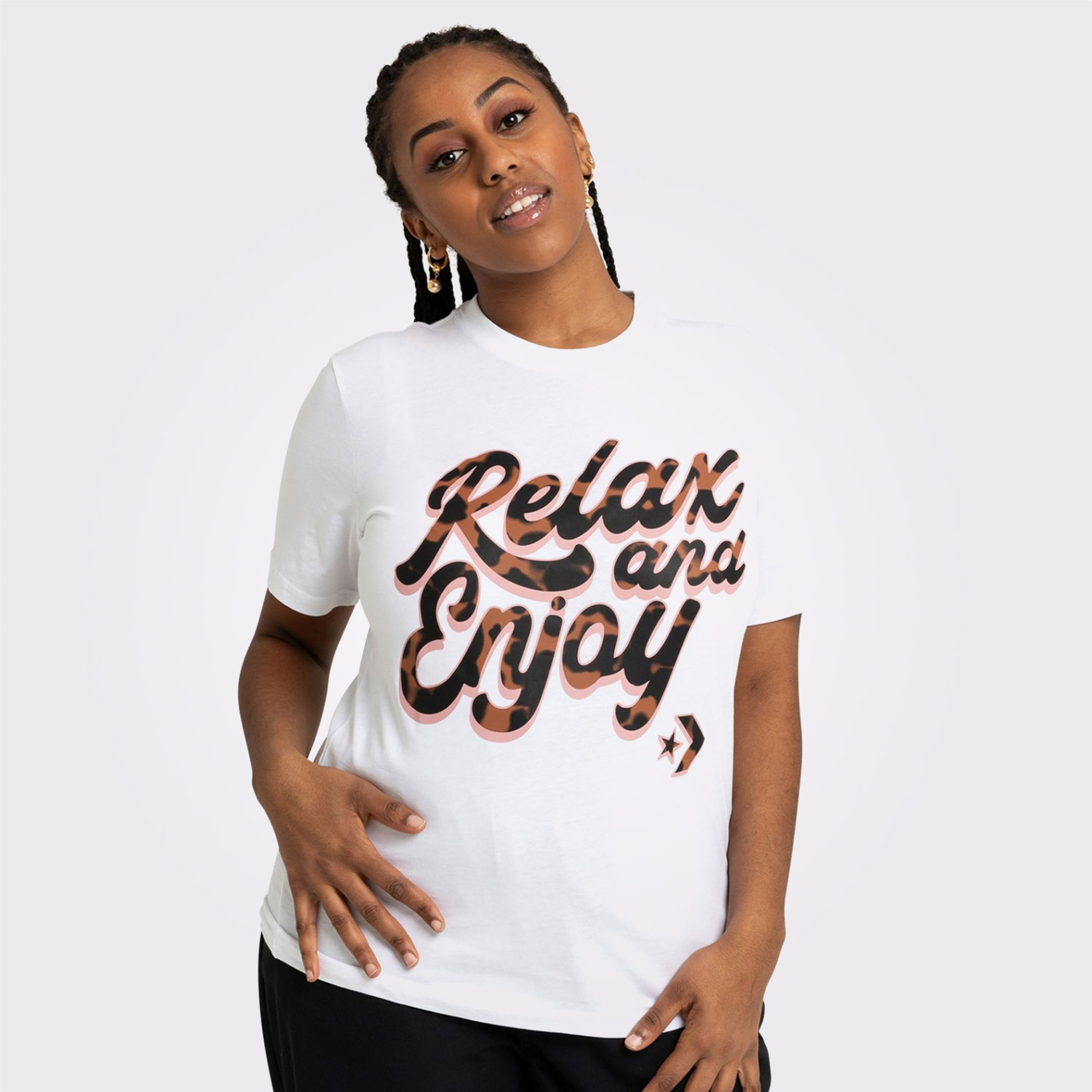 Converse Tortoise infill Graphic Kadın Beyaz T-Shirt