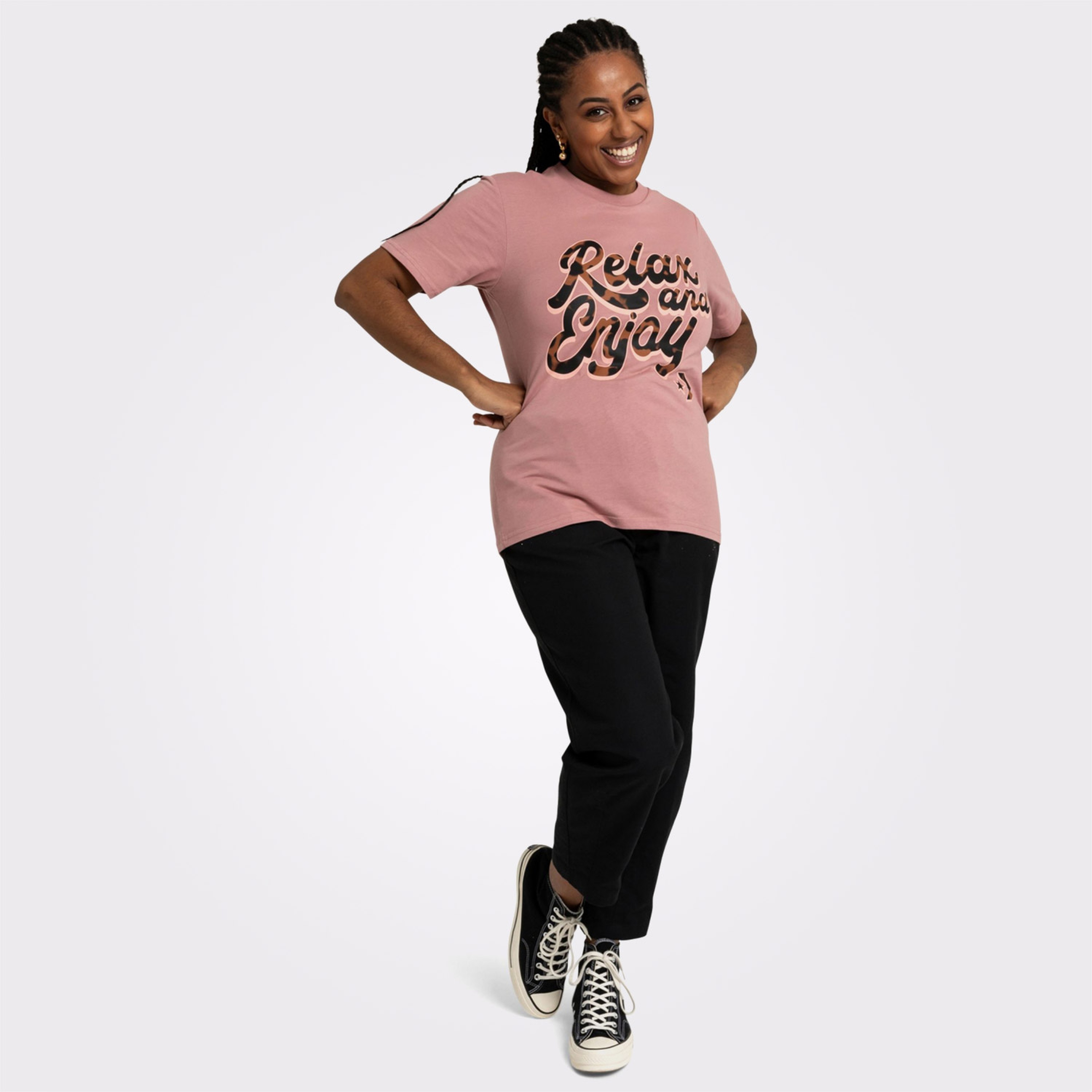 Converse Tortoise infill Graphic Kadın Pembe T-Shirt