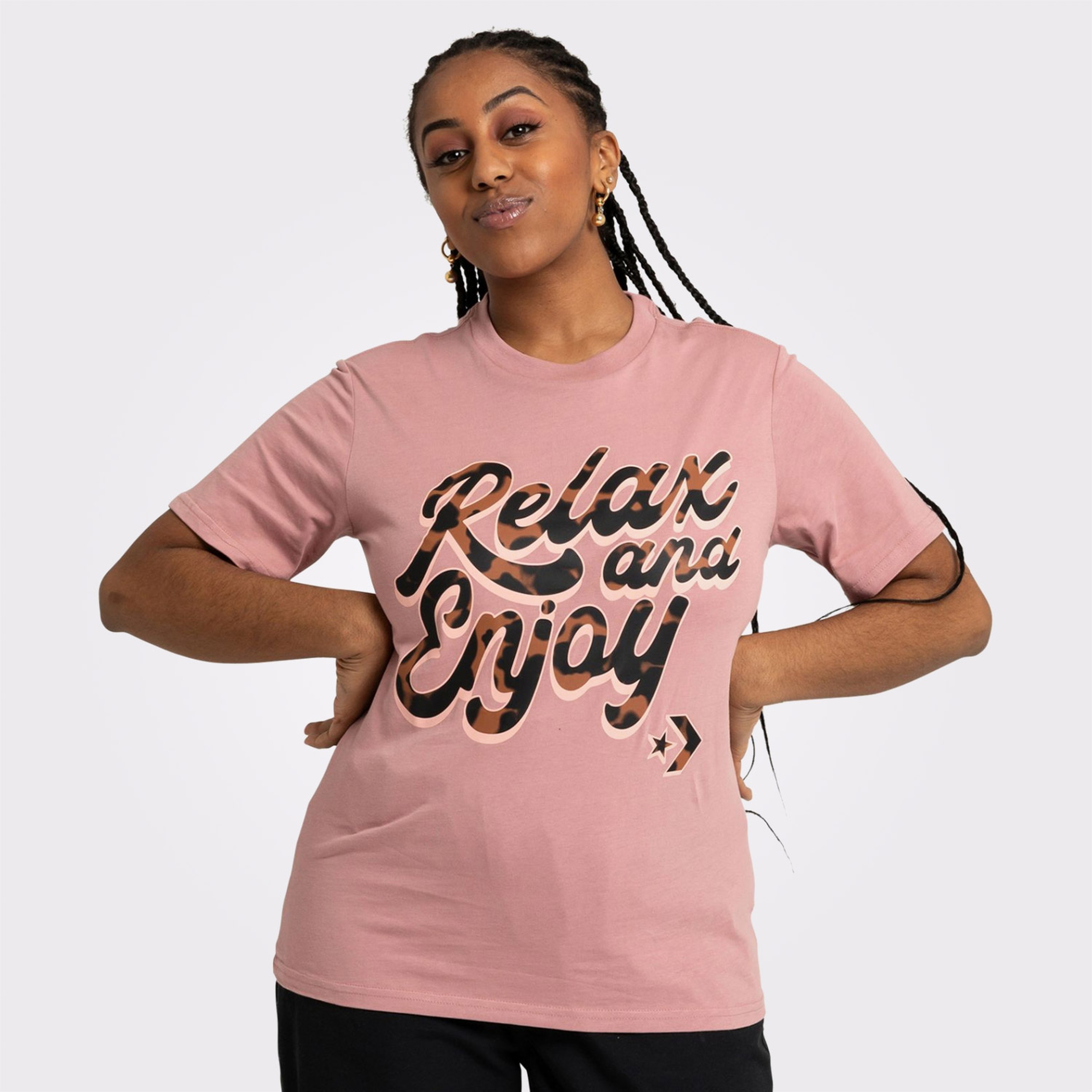 Converse Tortoise infill Graphic Kadın Pembe T-Shirt