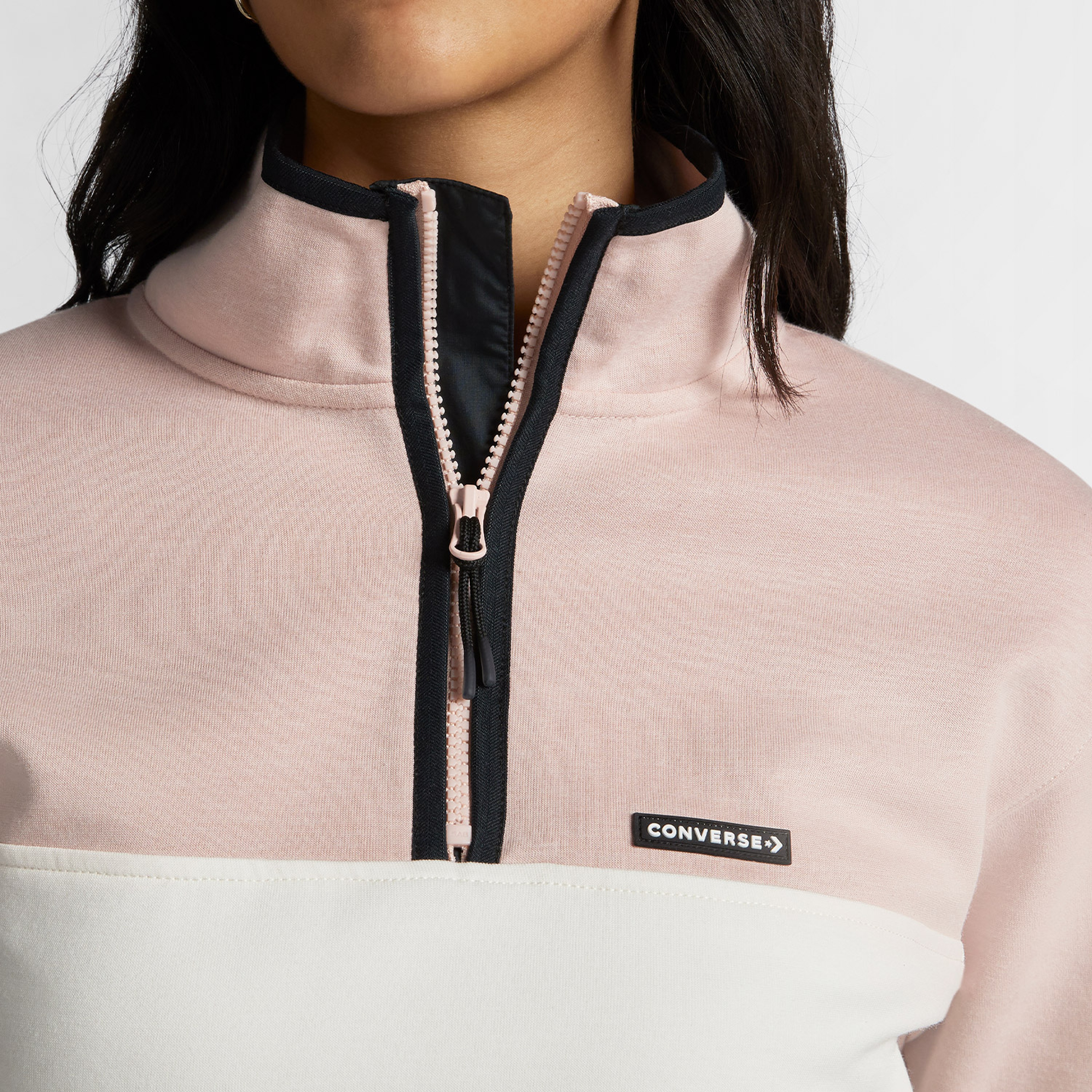Converse Popover 1/2 Zip Top Kadın Pembe Sweatshirt