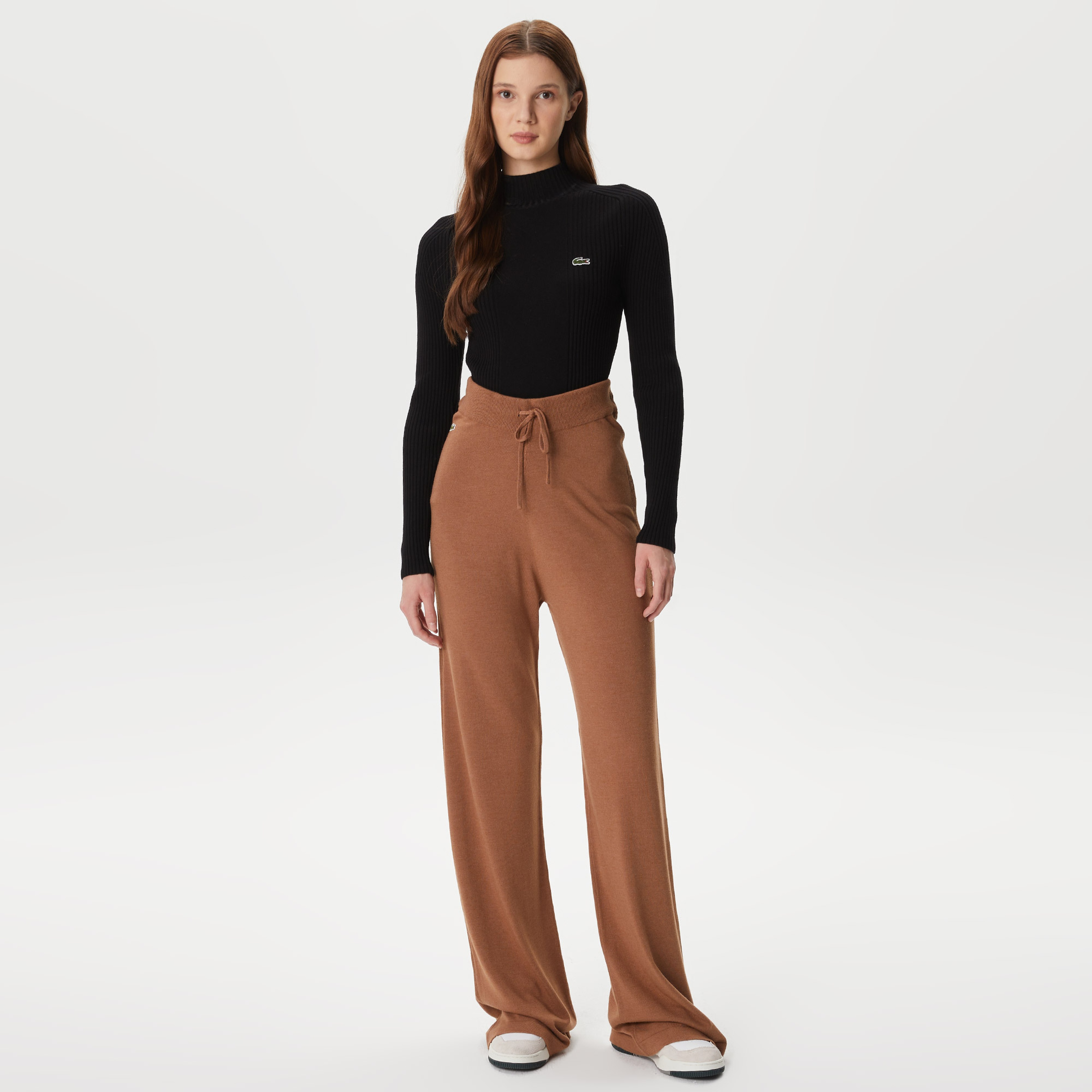 Lacoste Kadın Straight Fit Kahverengi Pantolon