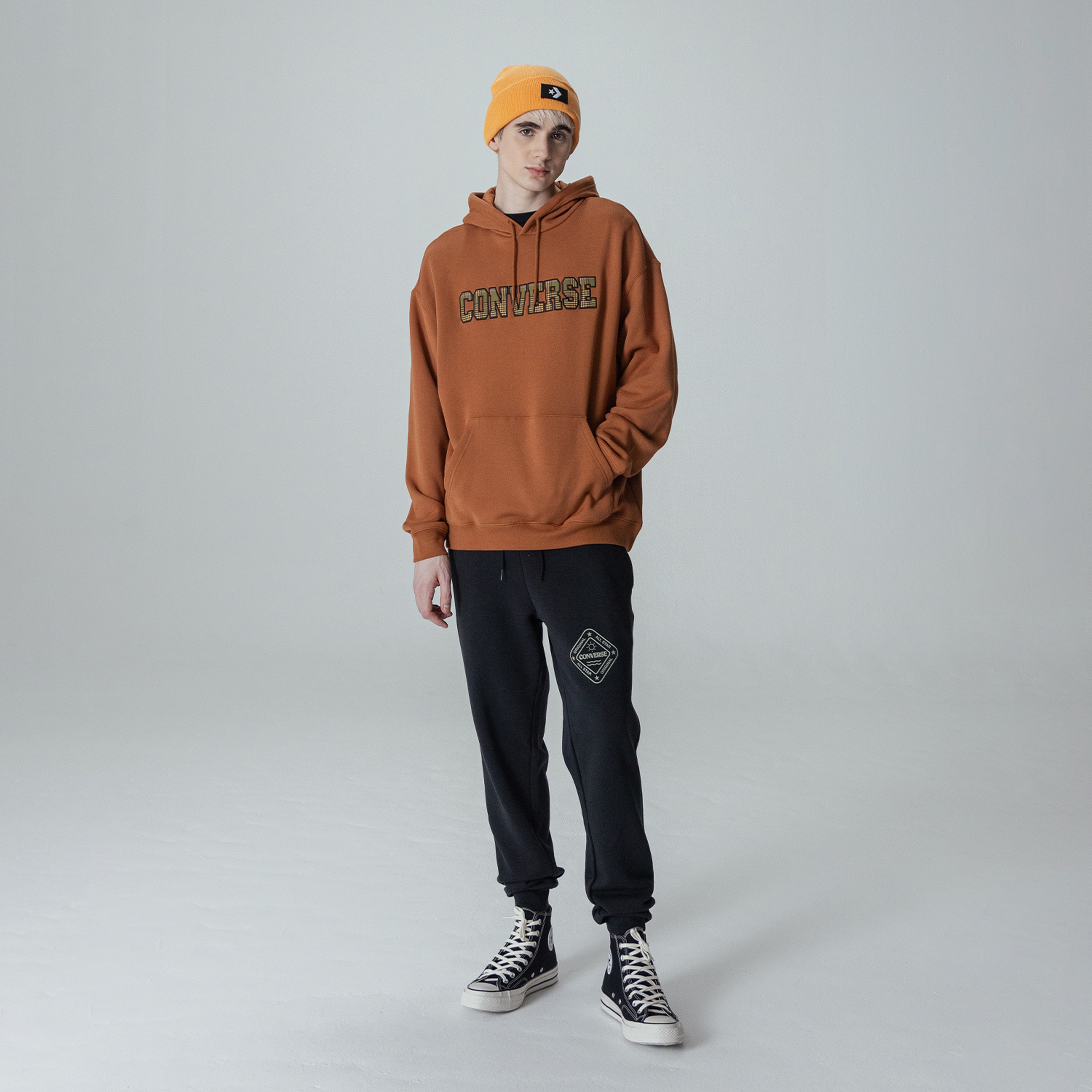 Converse Ssnl Elevated Logo Graphic Erkek Kahverengi Hoodie