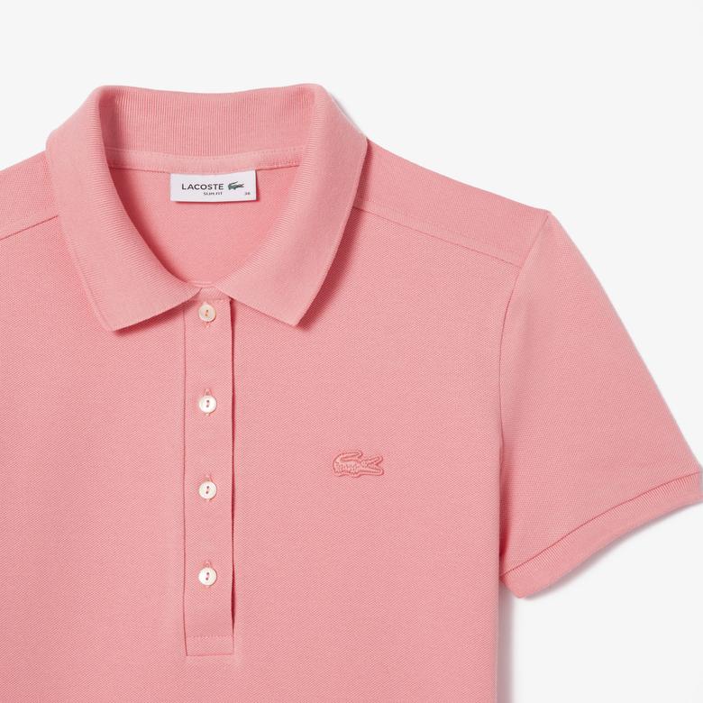 Kadın Slim Fit Pembe Polo