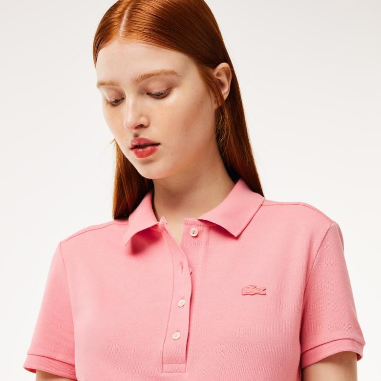 Kadın Slim Fit Pembe Polo