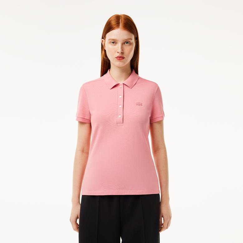 Kadın Slim Fit Pembe Polo