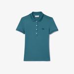 Kadın Slim Fit Mavi Polo