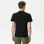 Erkek Regular Fit Bisiklet Yaka Baskılı Siyah T-Shirt