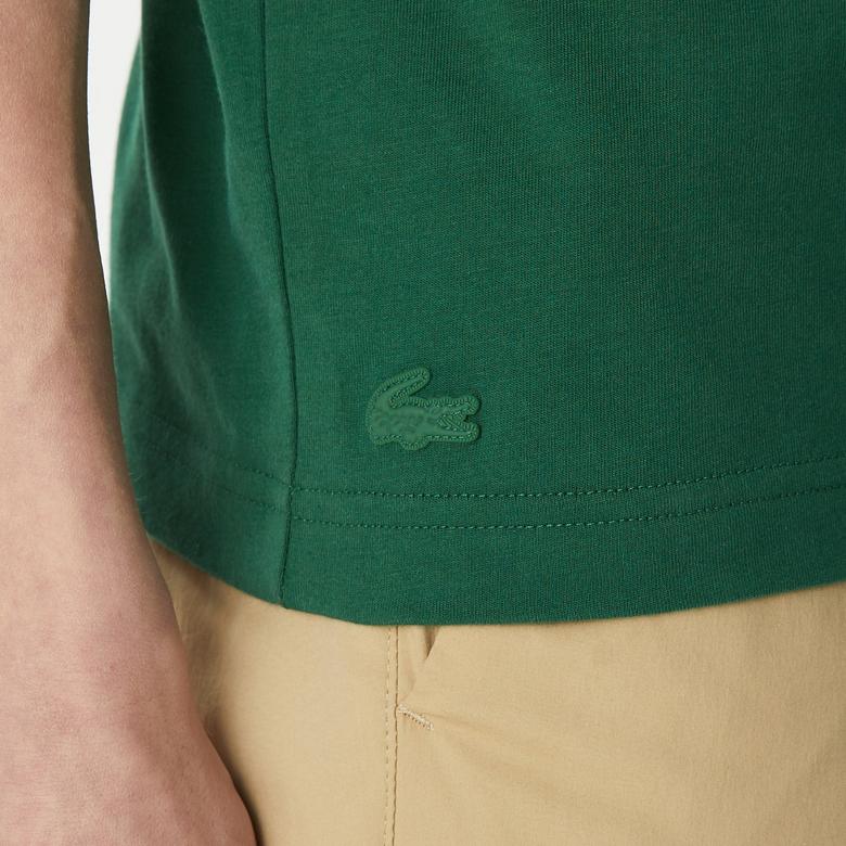 Erkek Regular Fit Bisiklet Yaka Baskılı Yeşil T-Shirt