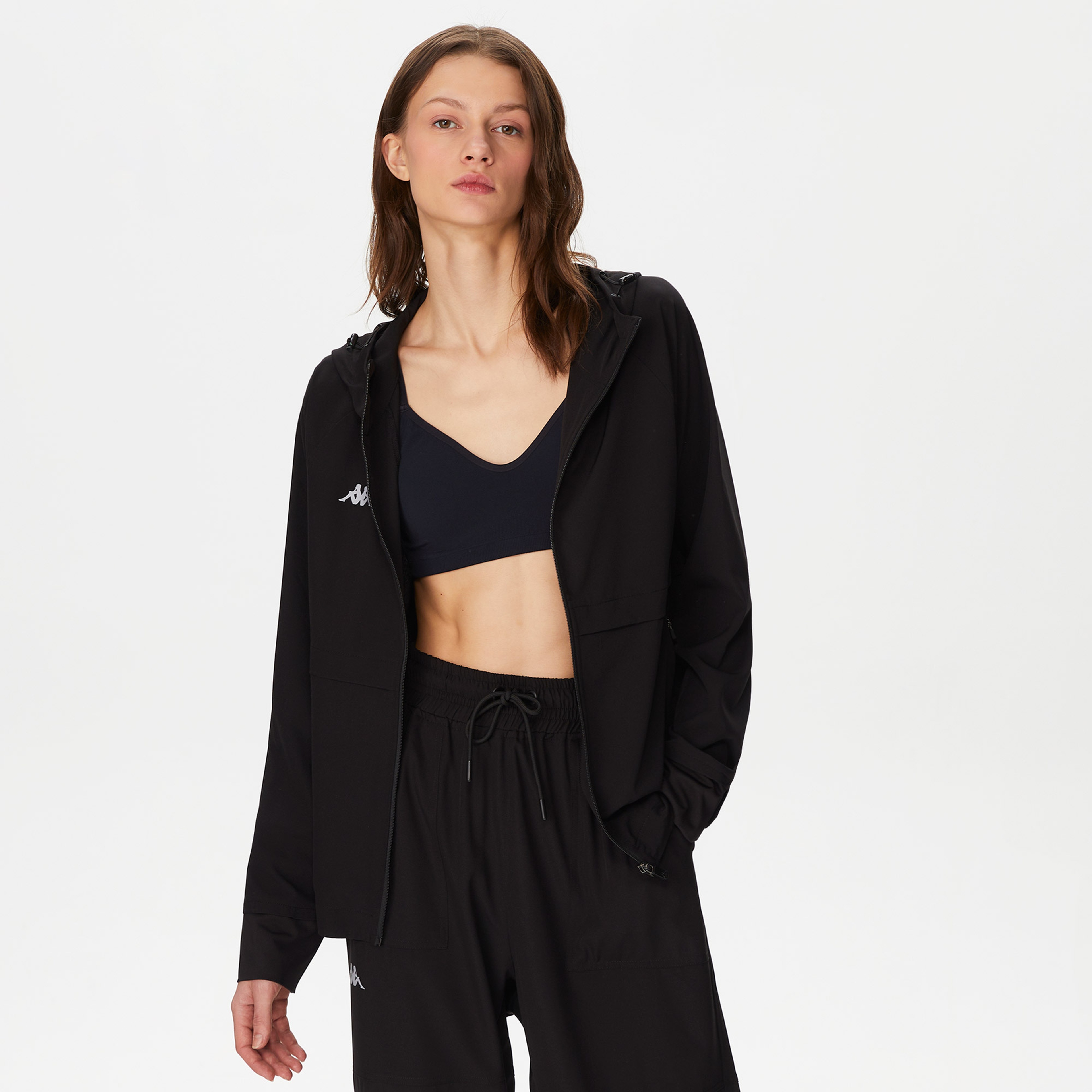 Kappa Kadın Siyah Yağmurluk