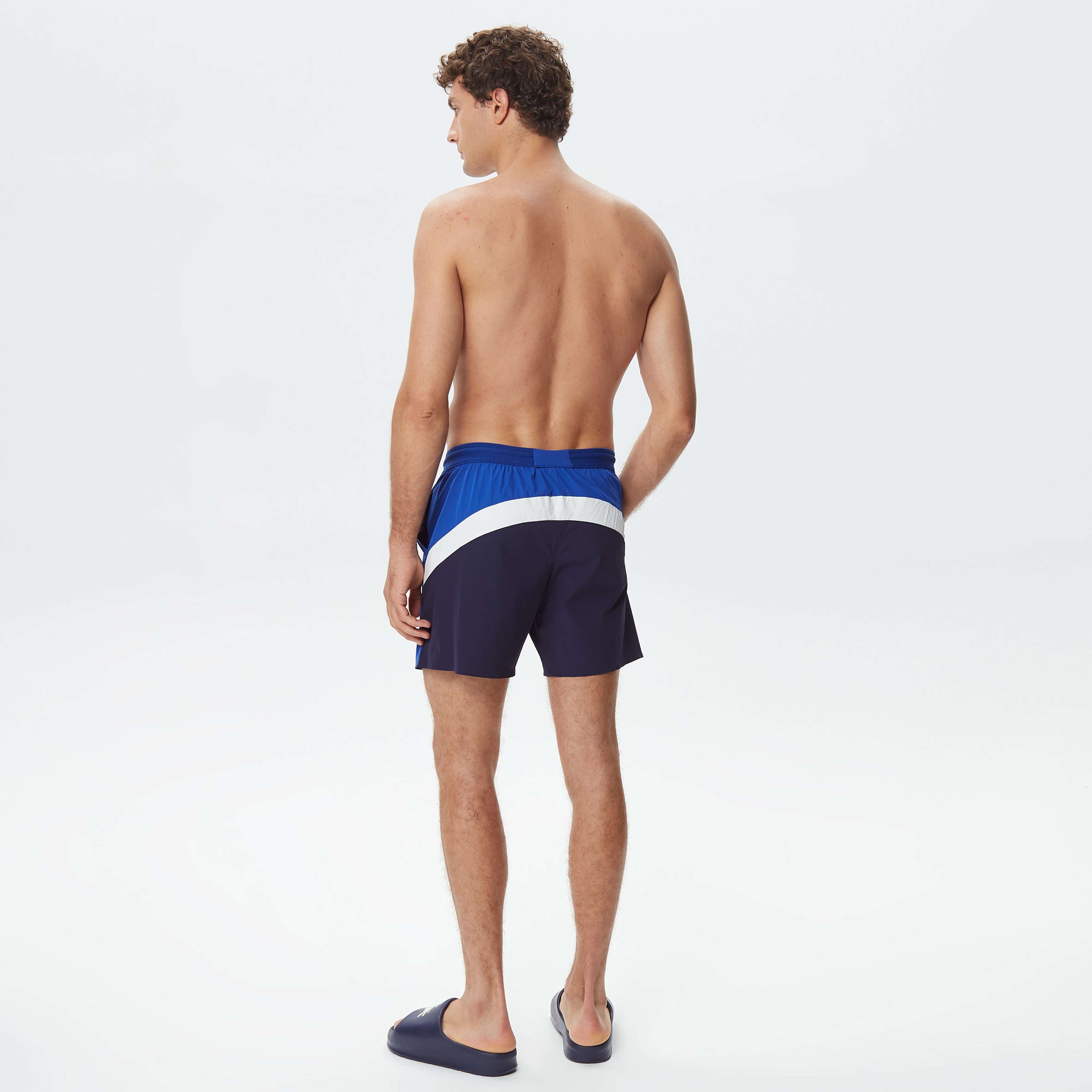 Erkek Renk Bloklu Mavi Mayo Şort