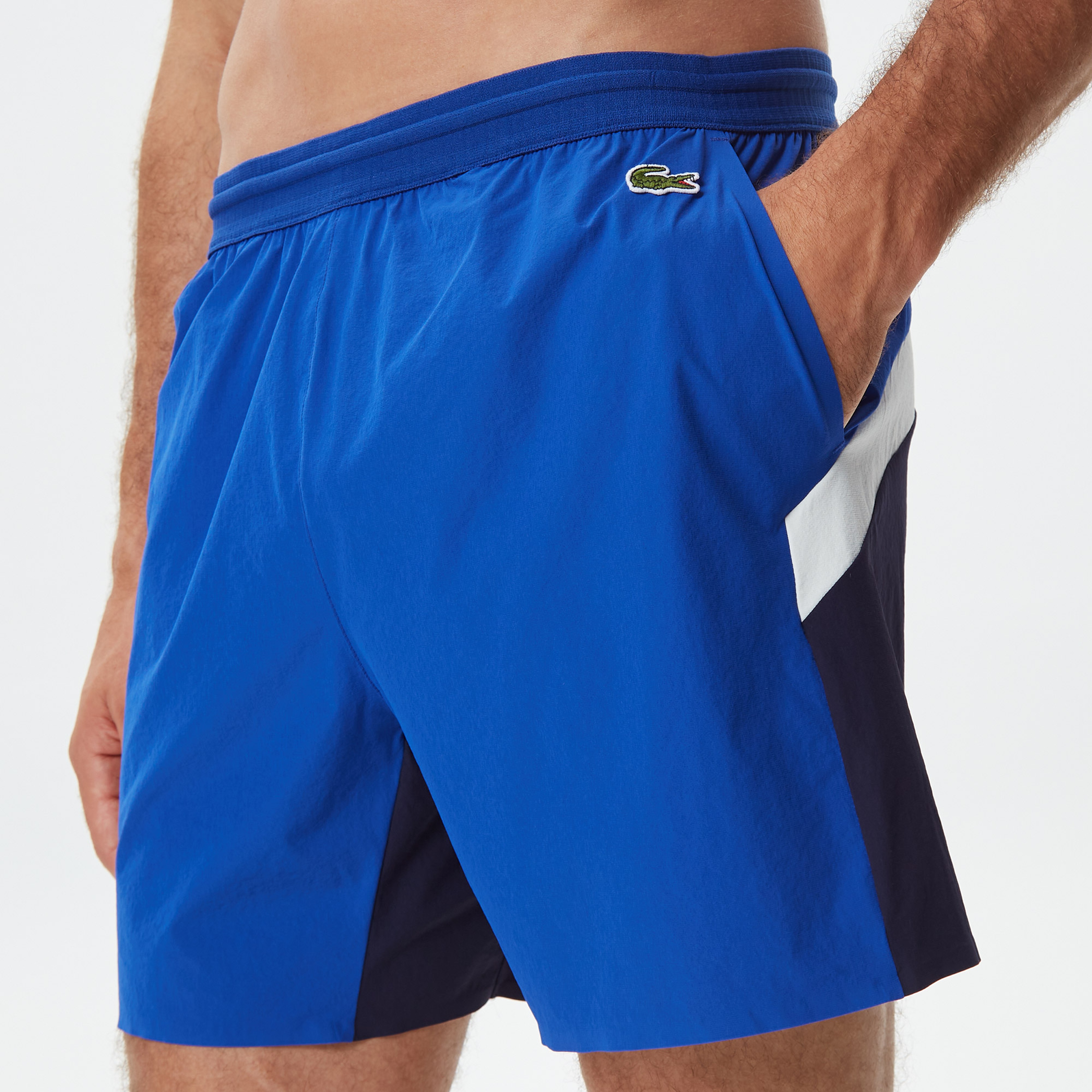 Erkek Renk Bloklu Mavi Mayo Şort