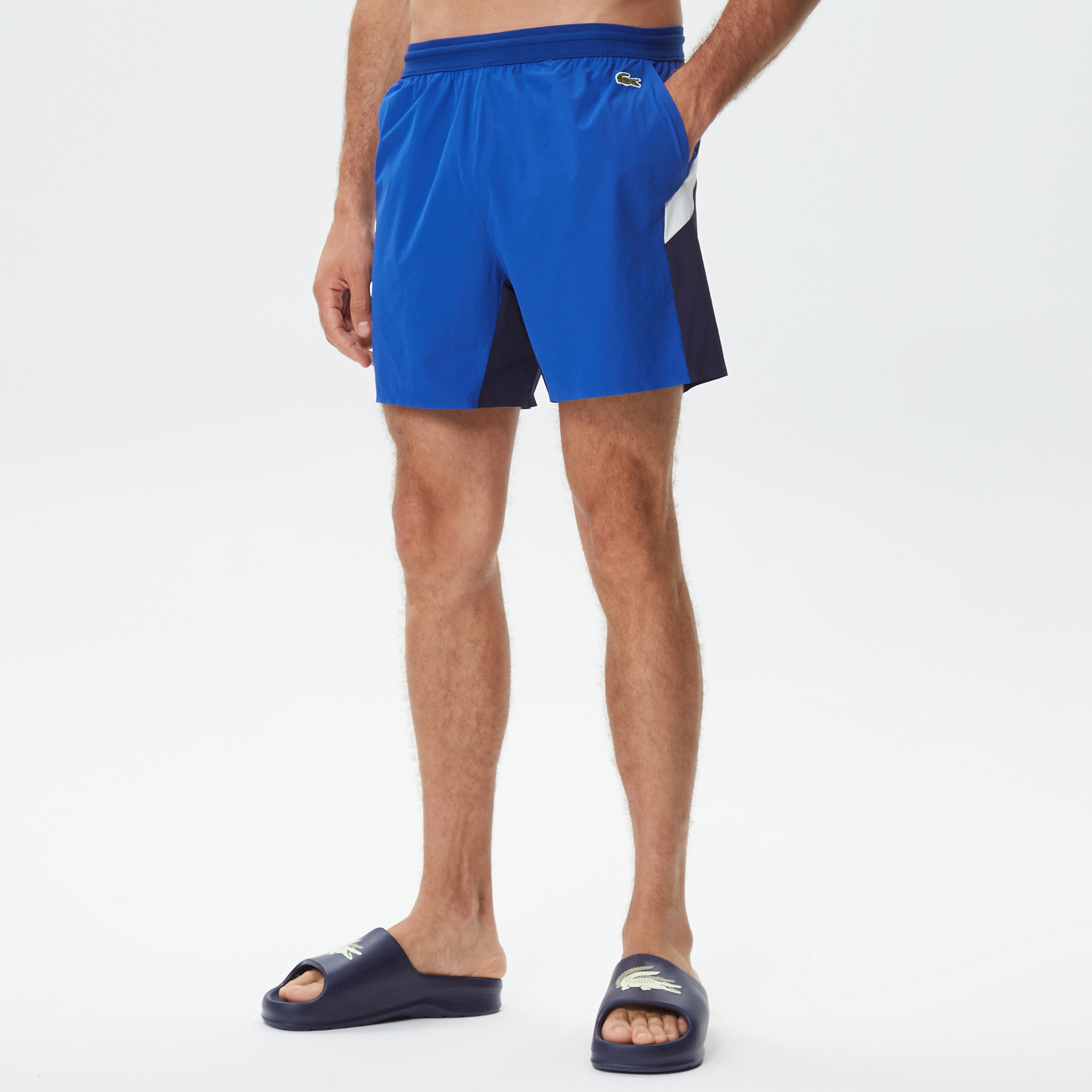 Erkek Renk Bloklu Mavi Mayo Şort