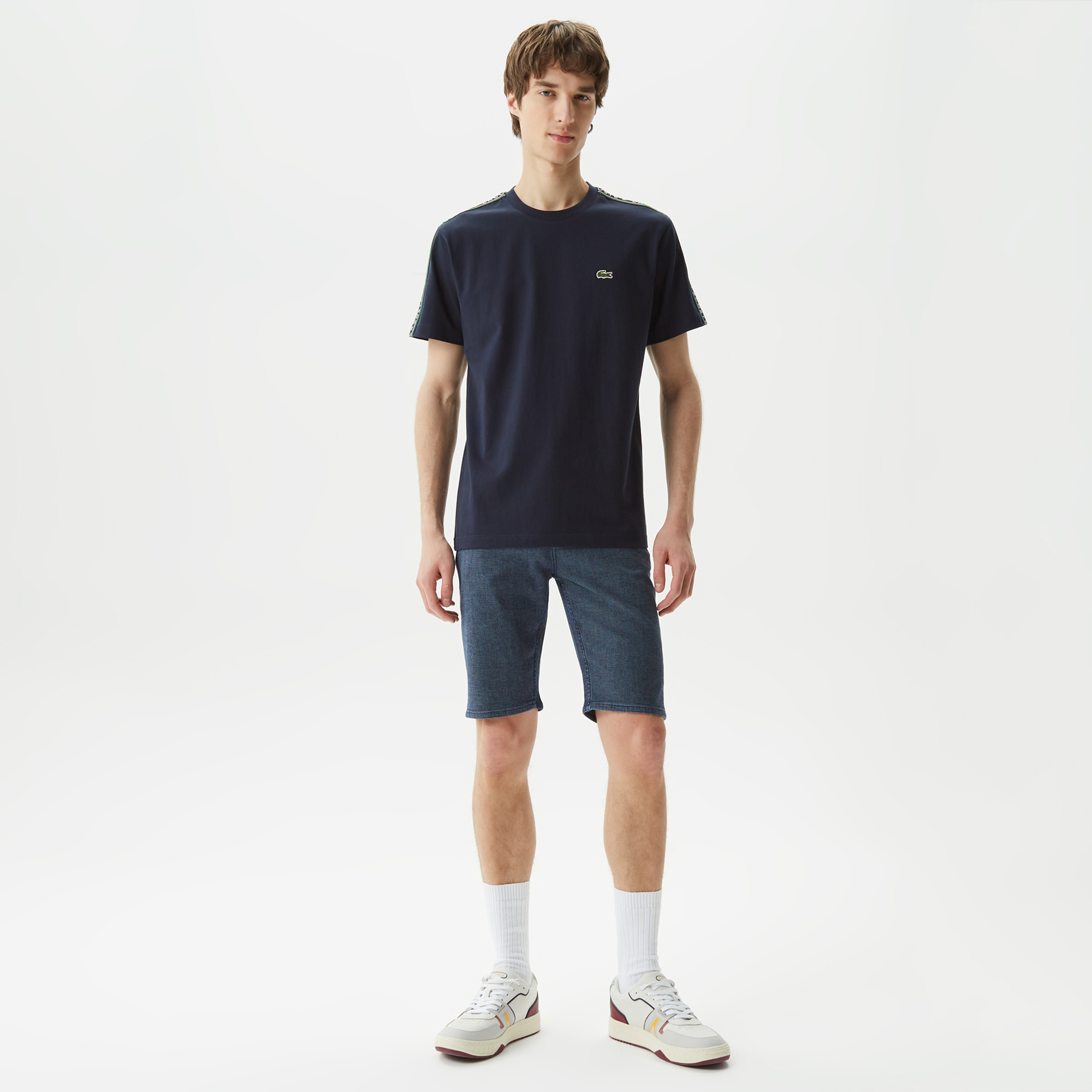 Lacoste Erkek Relaxed Fit Bisiklet Yaka Baskılı Lacivert T-Shirt