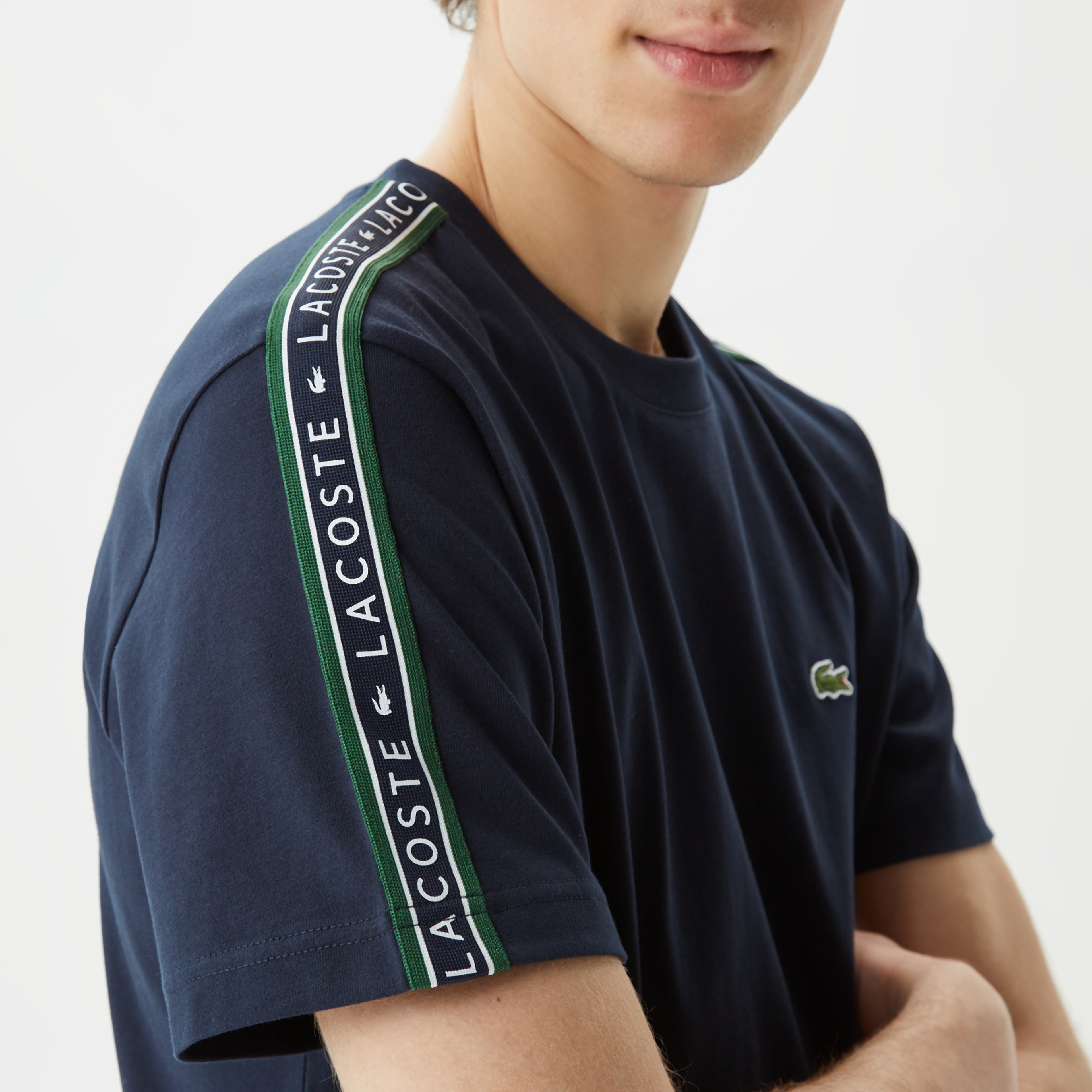 Lacoste Erkek Relaxed Fit Bisiklet Yaka Baskılı Lacivert T-Shirt