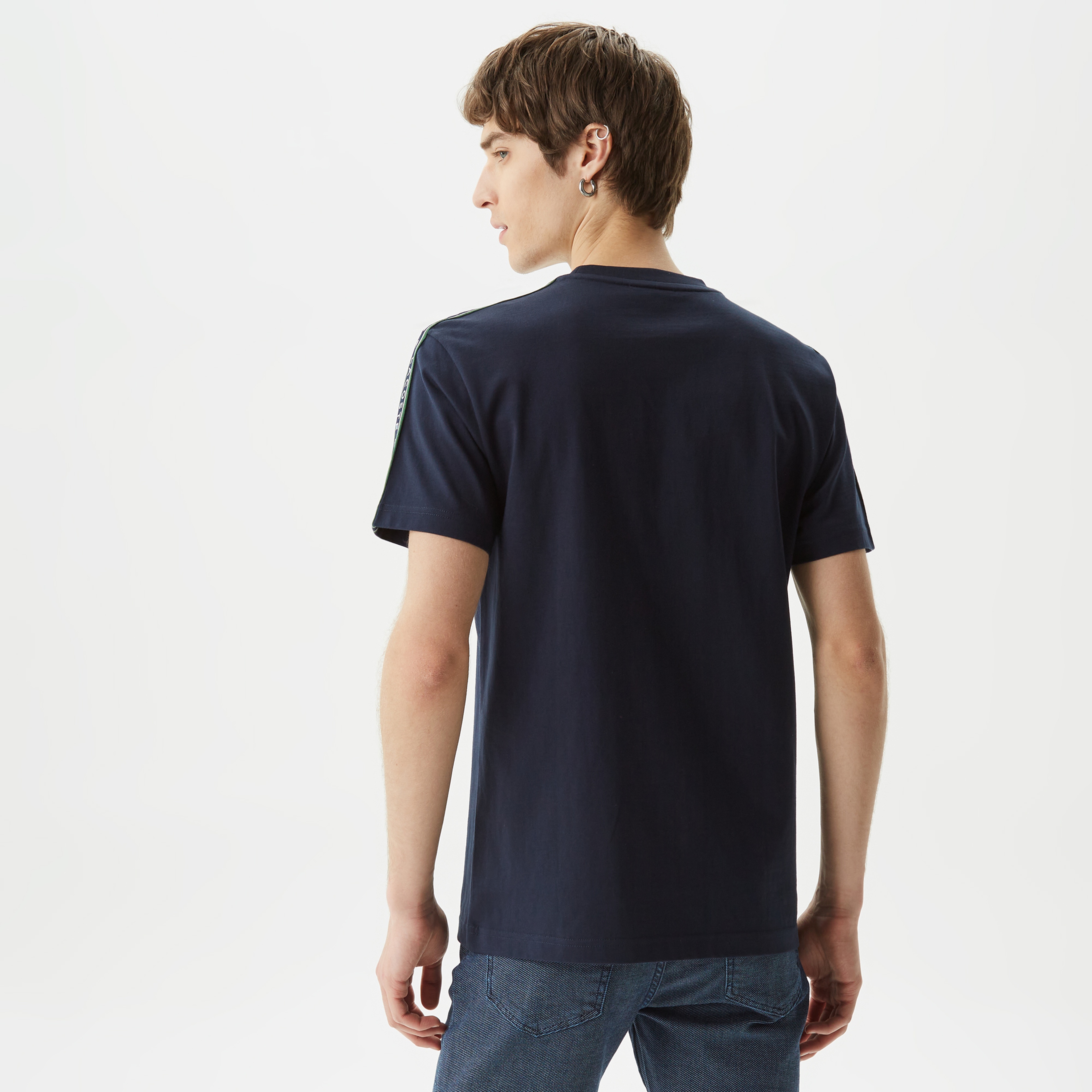 Lacoste Erkek Relaxed Fit Bisiklet Yaka Baskılı Lacivert T-Shirt