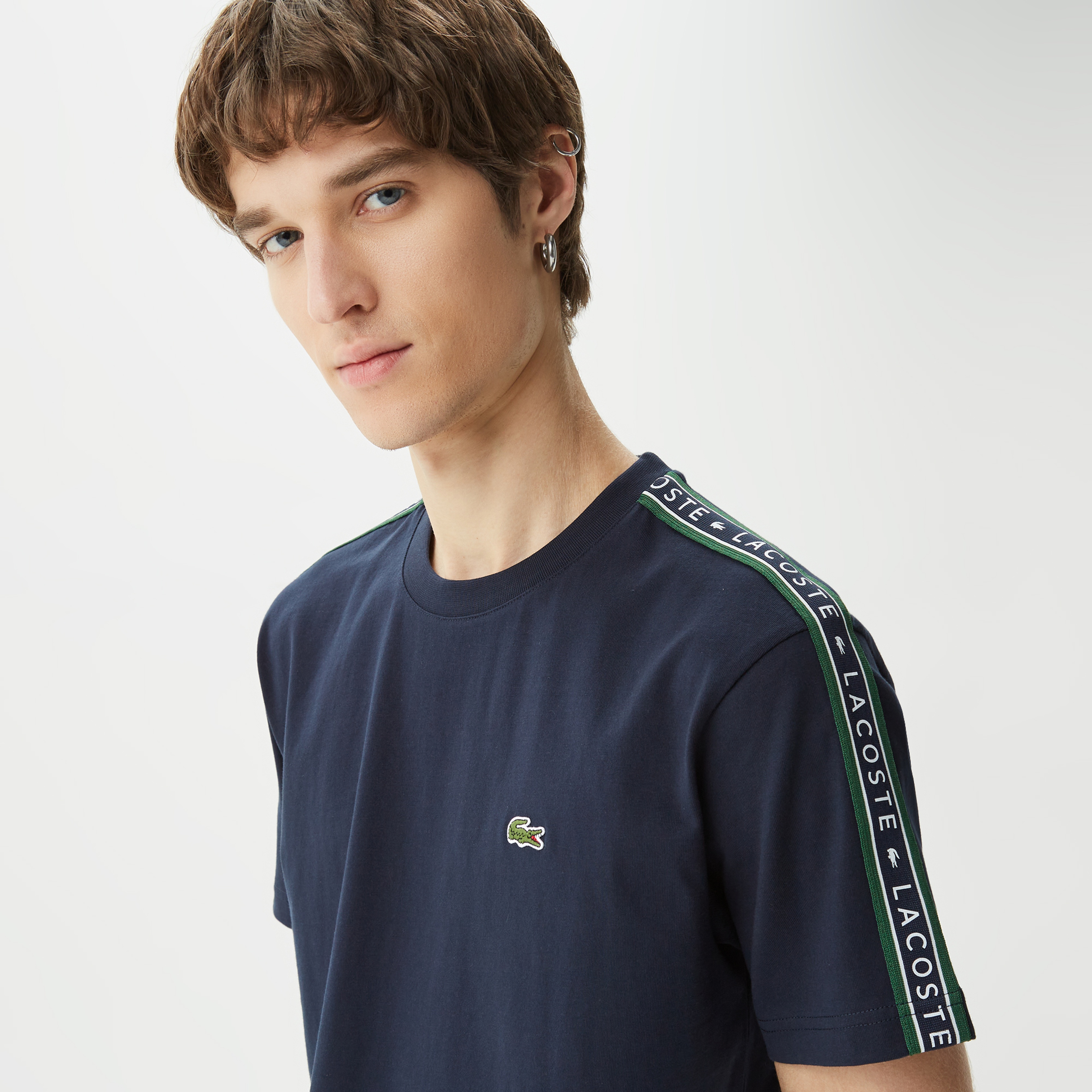 Lacoste Erkek Relaxed Fit Bisiklet Yaka Baskılı Lacivert T-Shirt