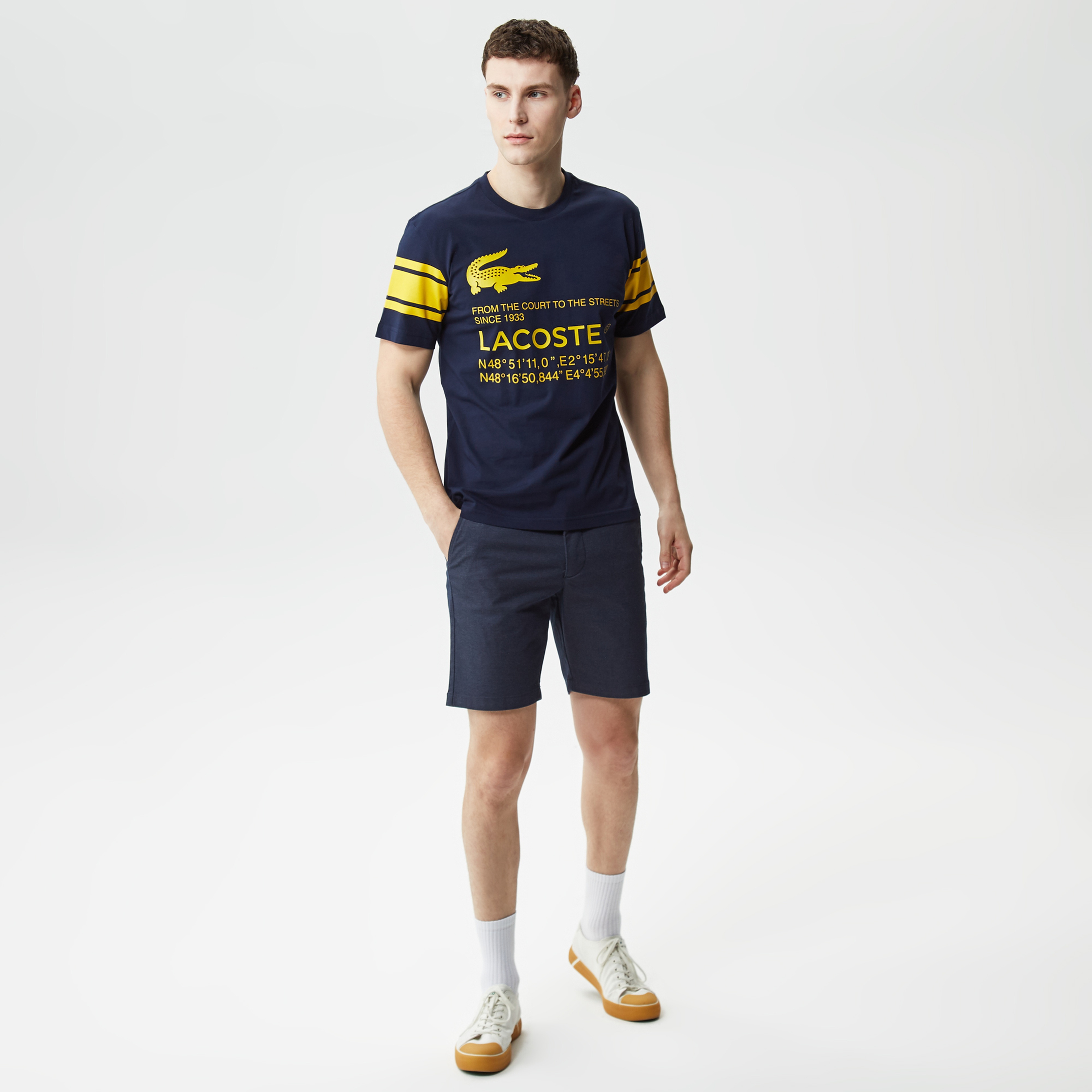 Lacoste Active Erkek Relaxed Fit Bisiklet Yaka Baskılı Lacivert T-Shirt