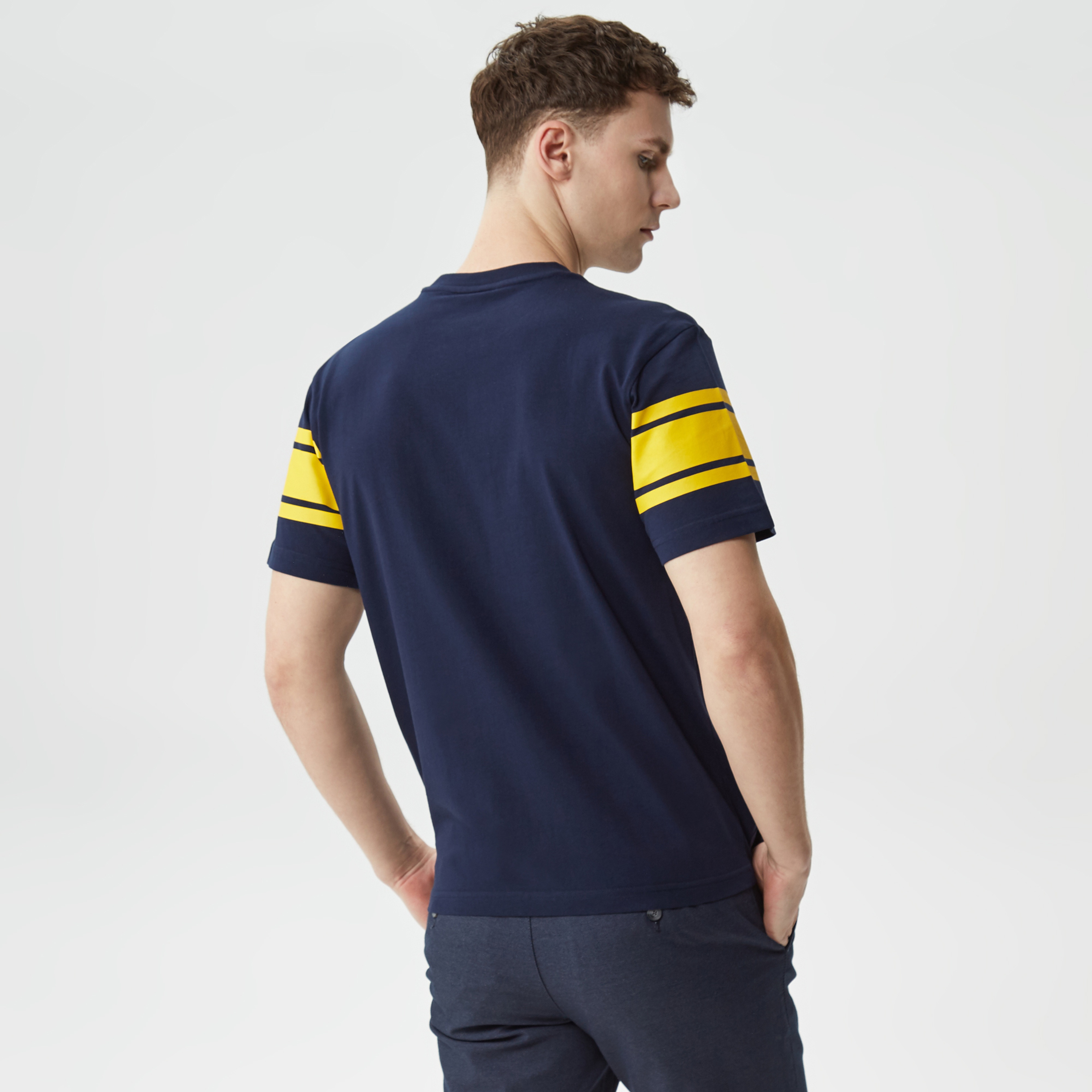 Lacoste Active Erkek Relaxed Fit Bisiklet Yaka Baskılı Lacivert T-Shirt