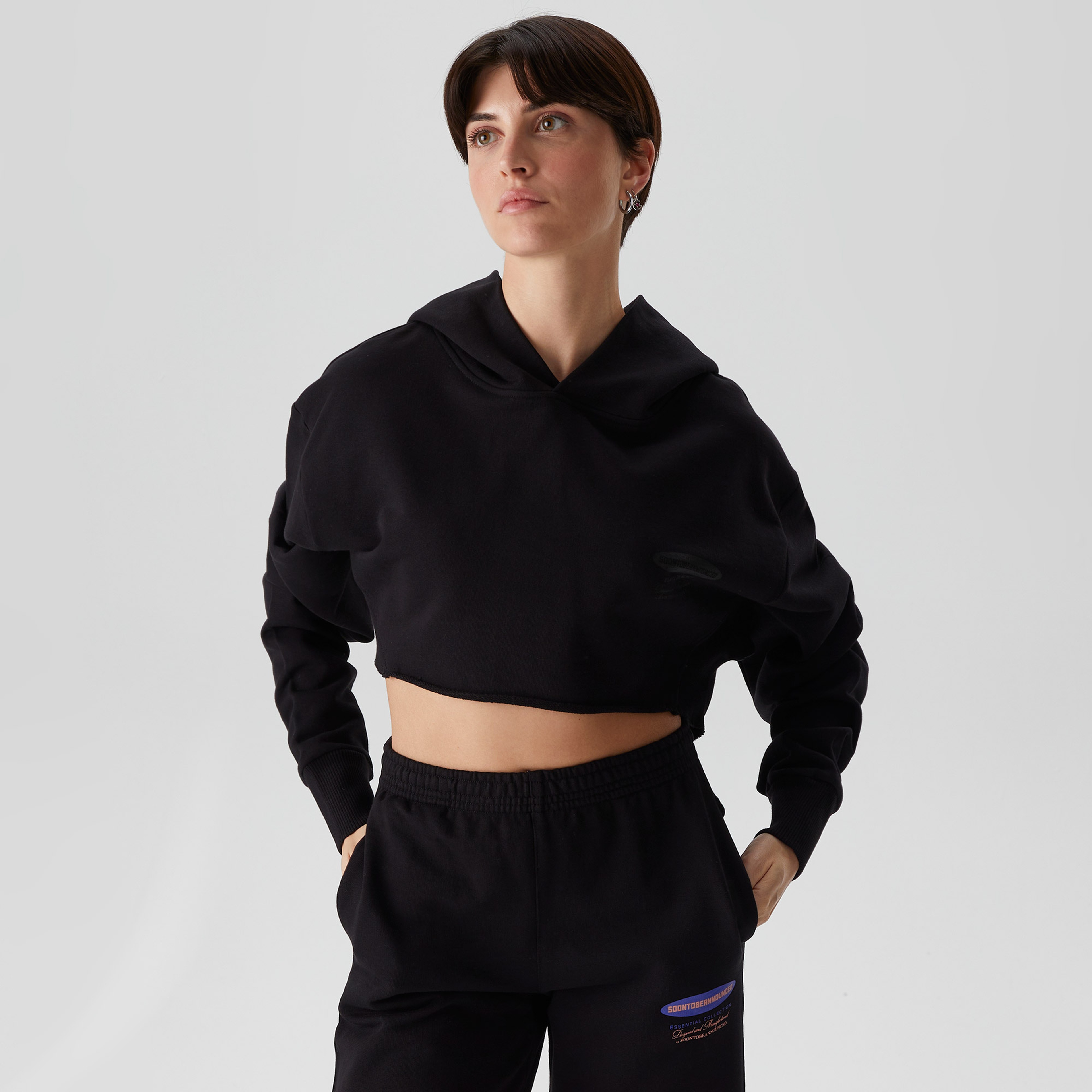 Soon To Be Announced Black Line Kadın Siyah Hoodie