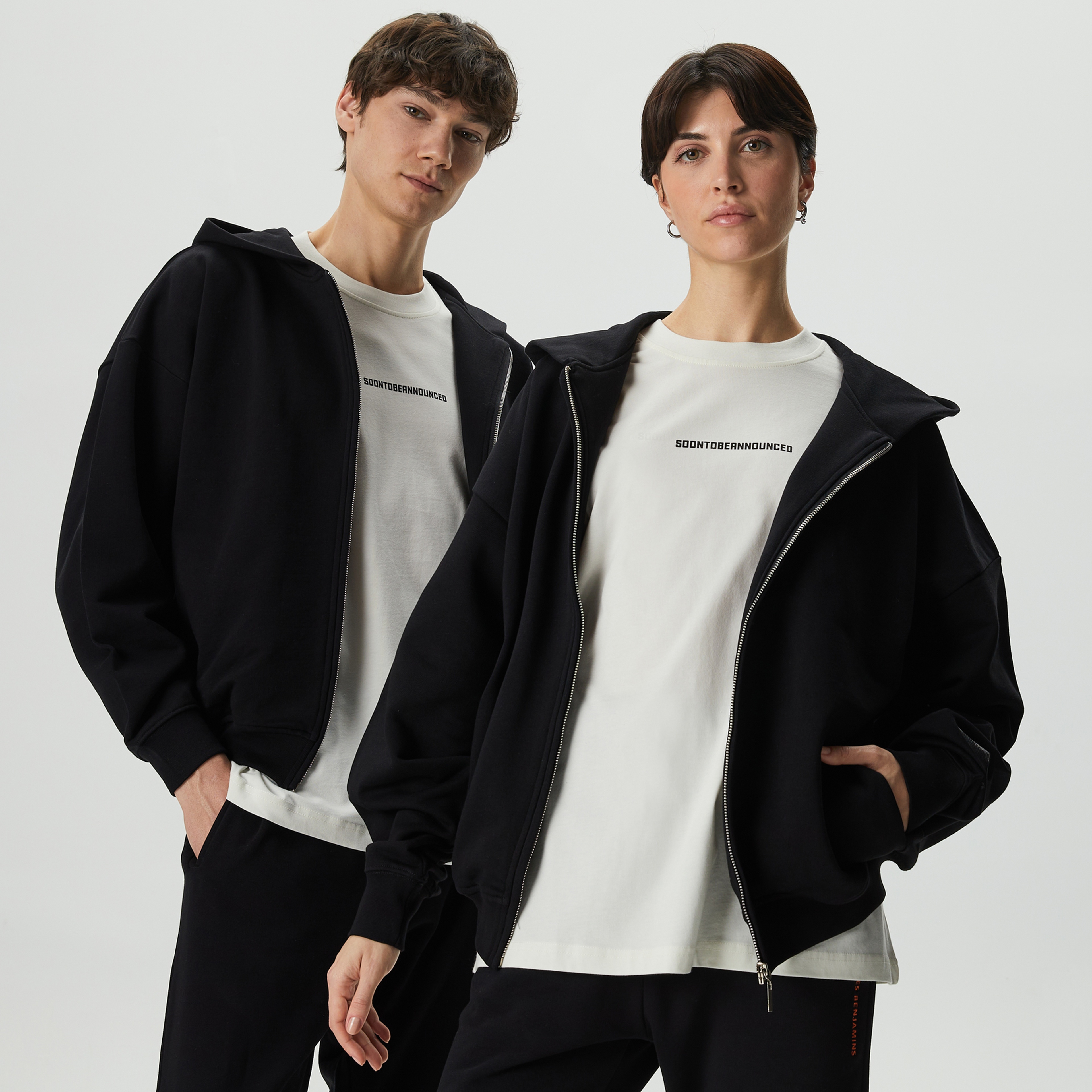 Soon To Be Announced Black Line Unisex Siyah Kapüşonlu Eşofman Üstü