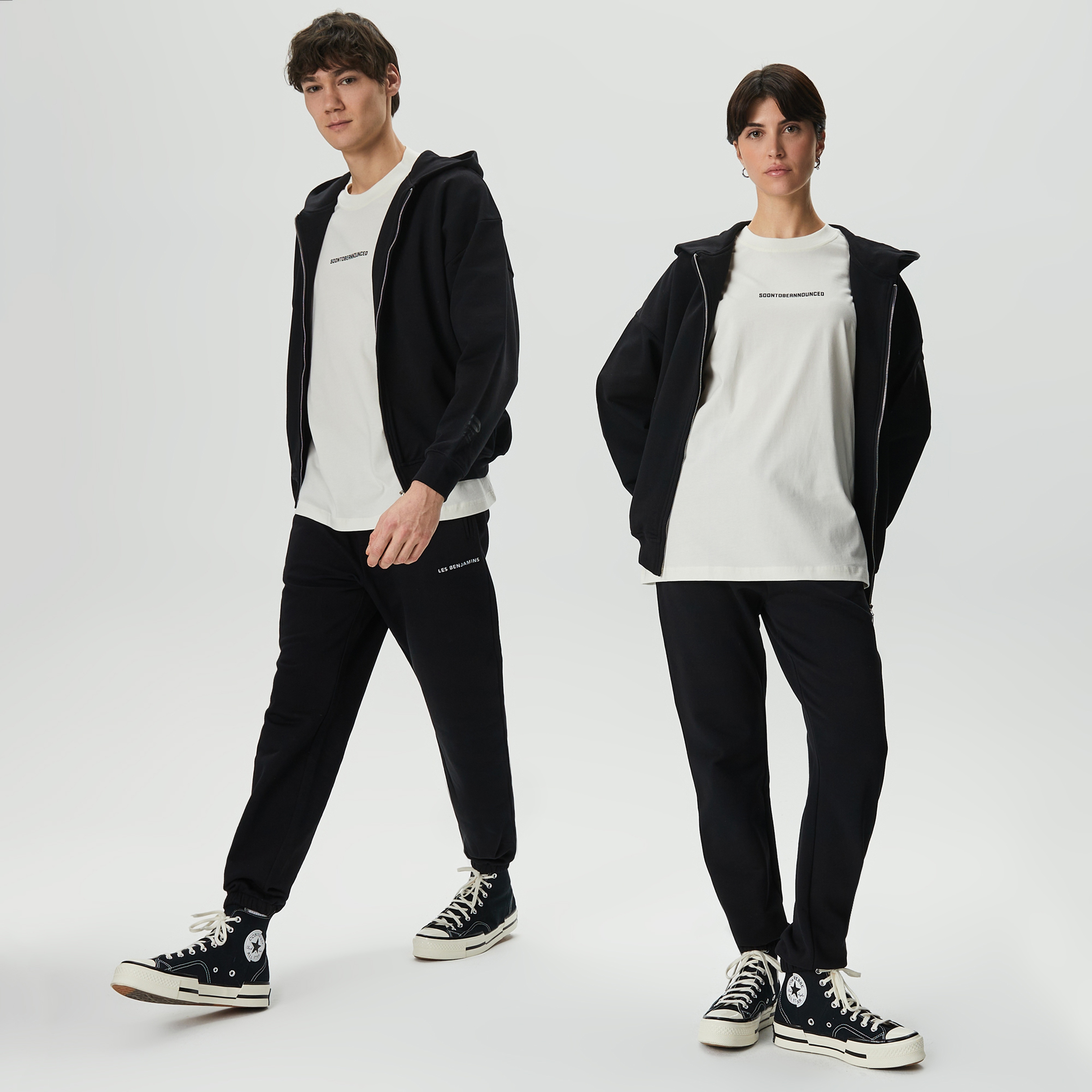 Soon To Be Announced Black Line Unisex Siyah Kapüşonlu Eşofman Üstü
