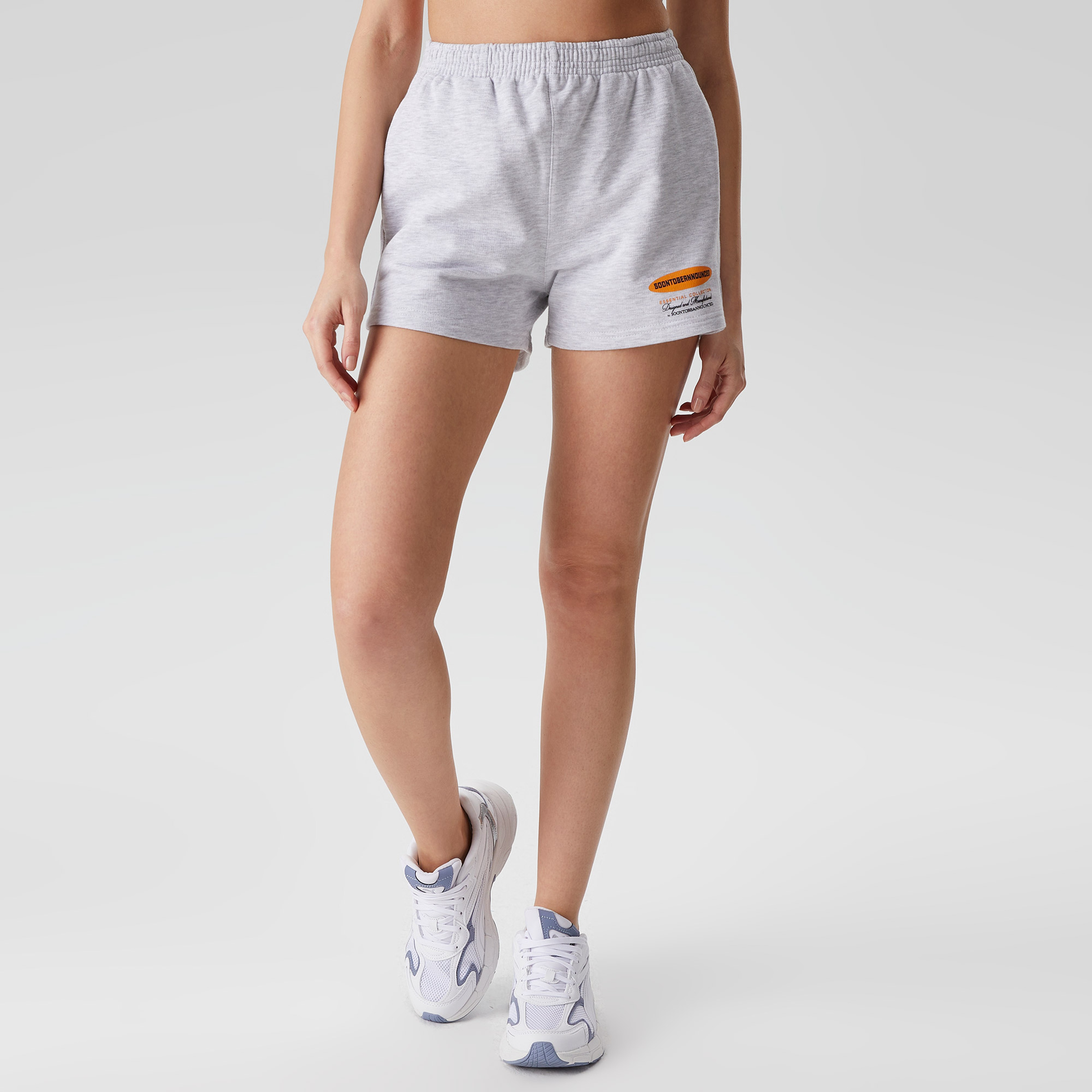 Soon To Be Announced Essentials Logo Kadın Gri Şort