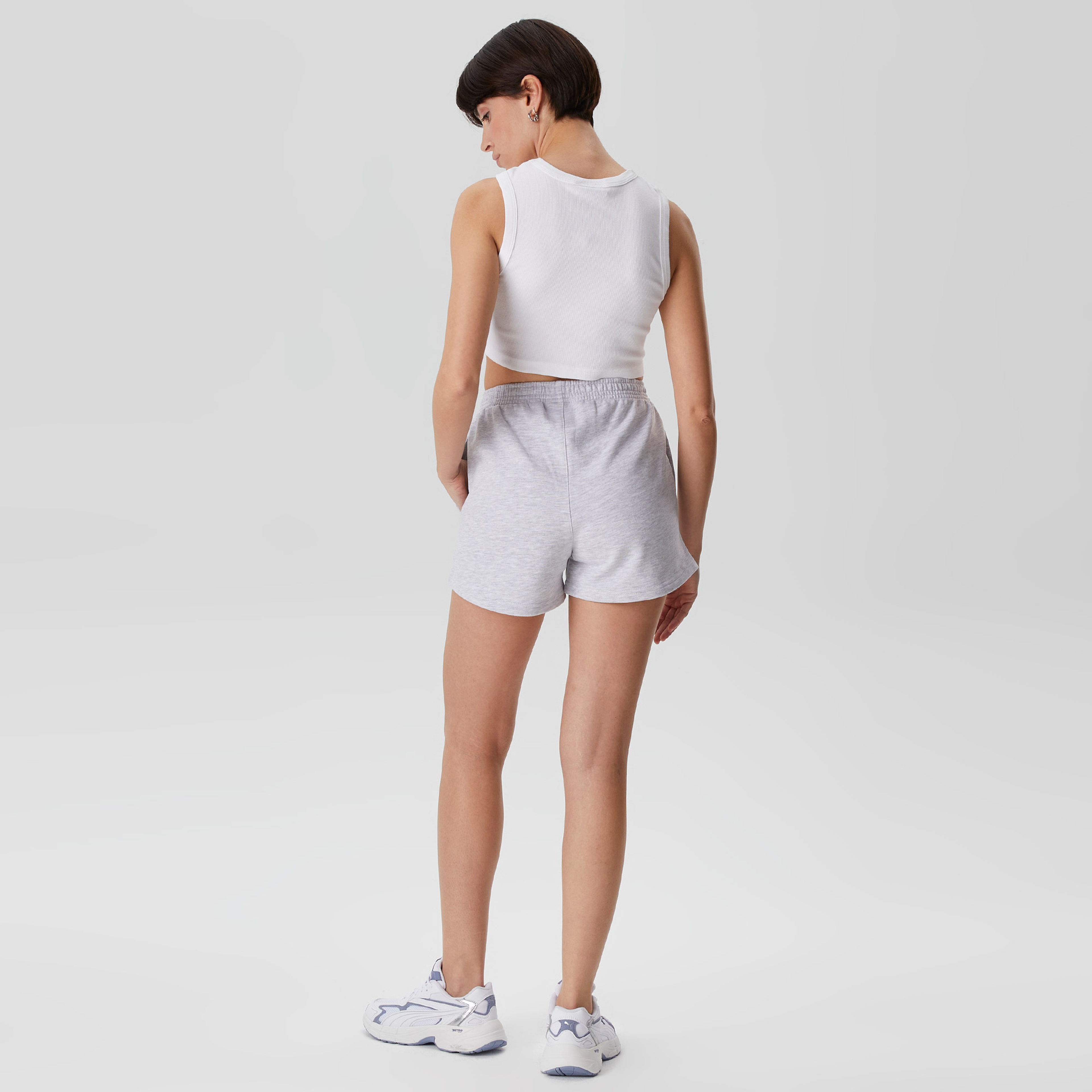 Soon To Be Announced Essentials Logo Kadın Gri Şort