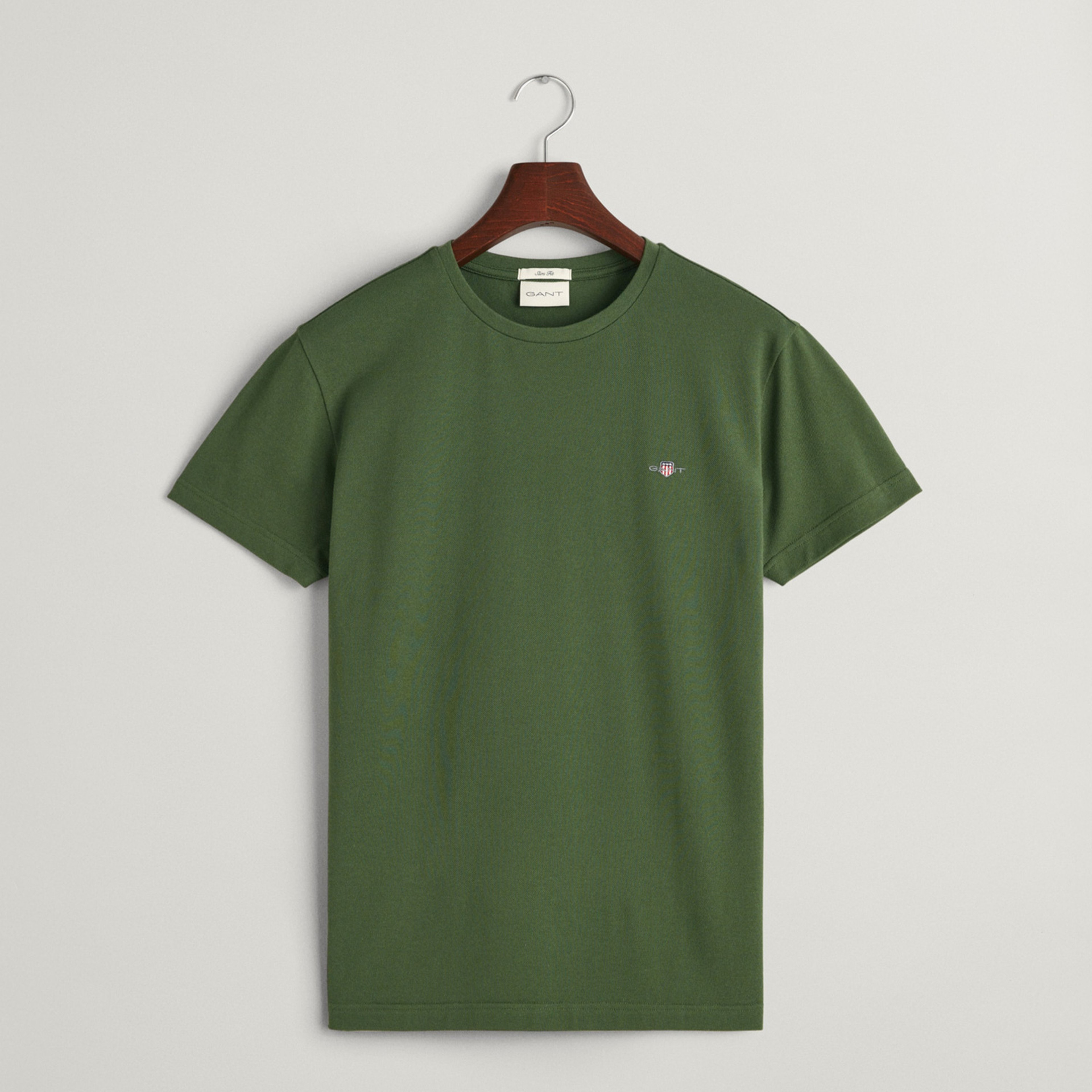 GANT Erkek Yeşil Slim Fit Bisiklet Yaka T-Shirt