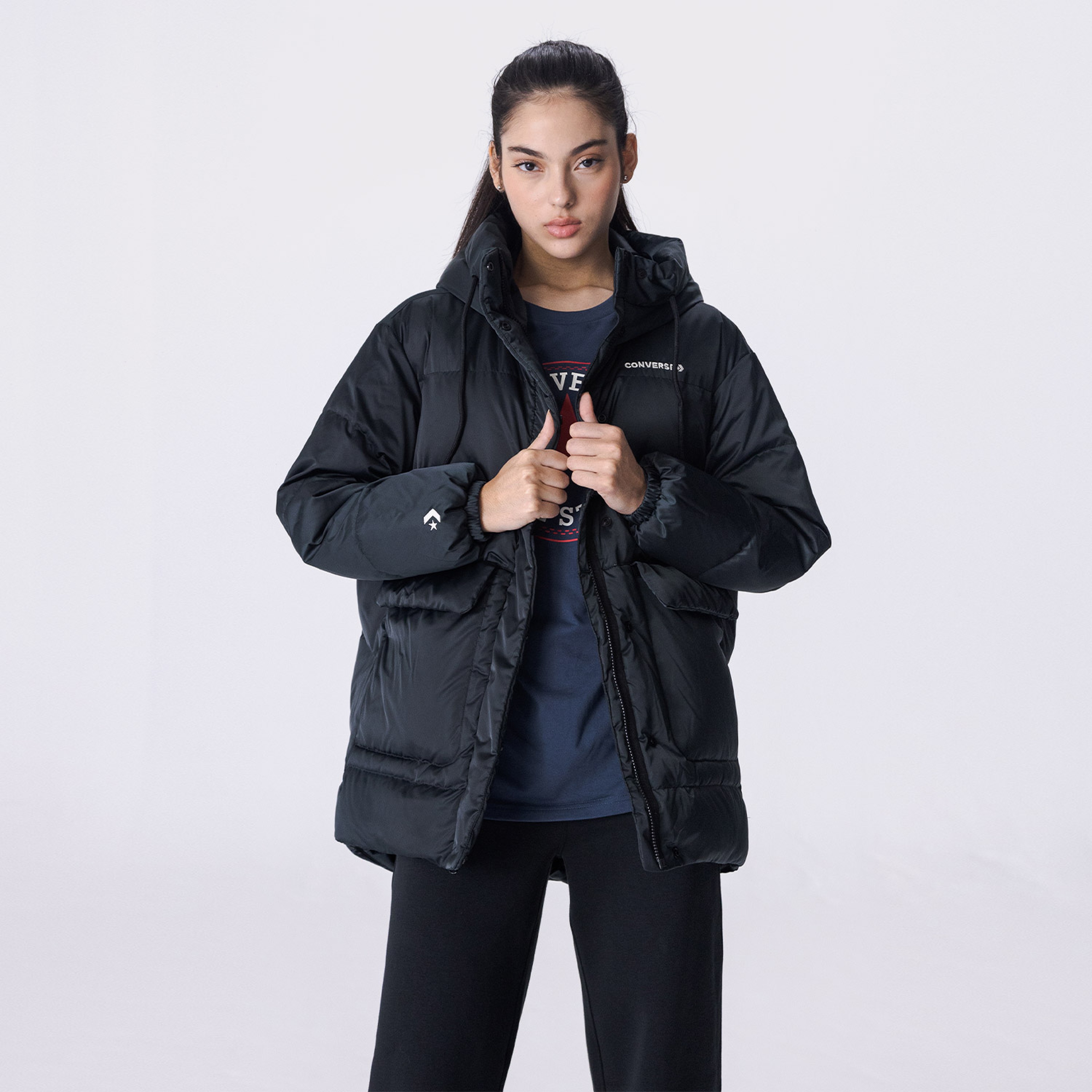 Converse Fashion Mid Down Kadın Siyah Ceket