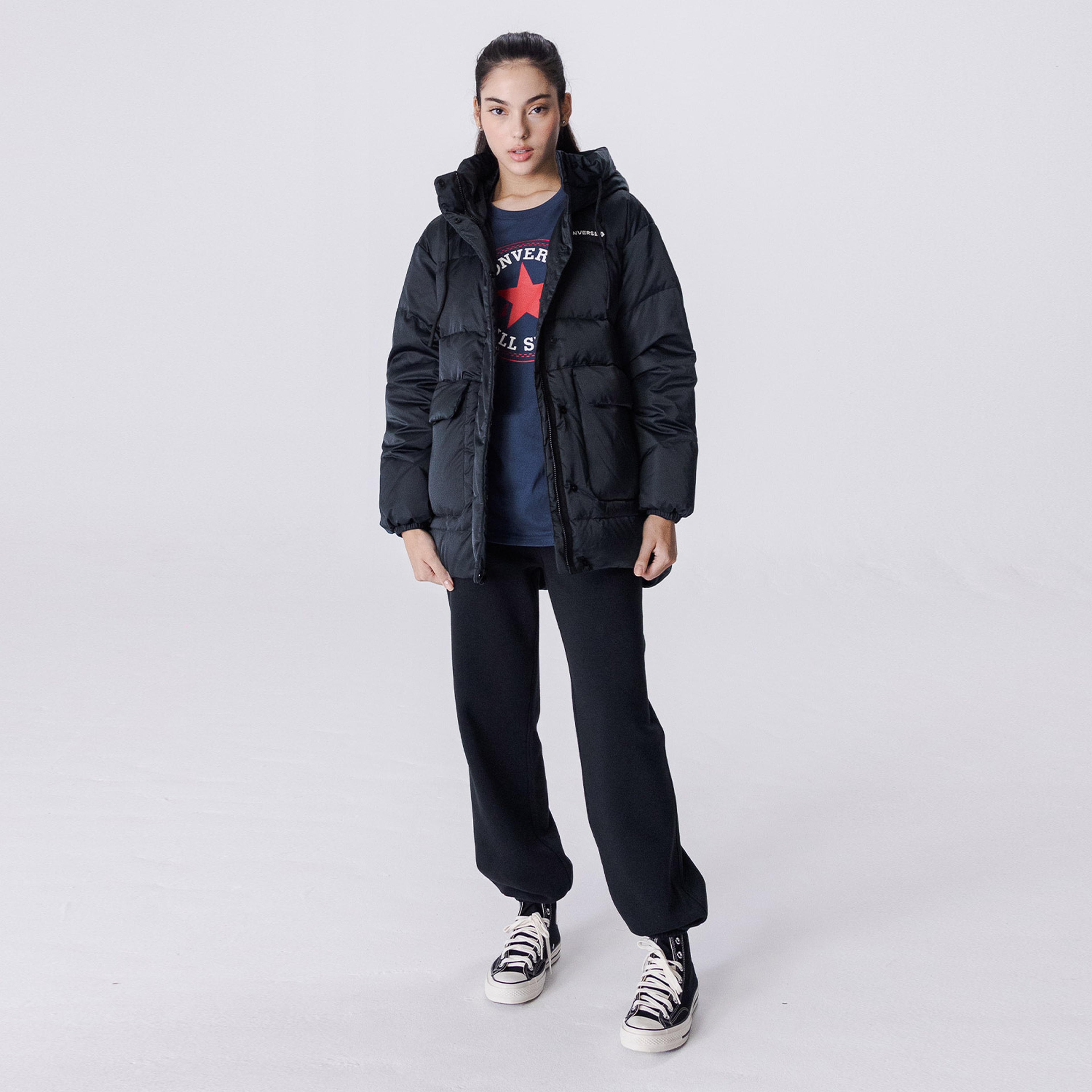 Converse Fashion Mid Down Kadın Siyah Ceket