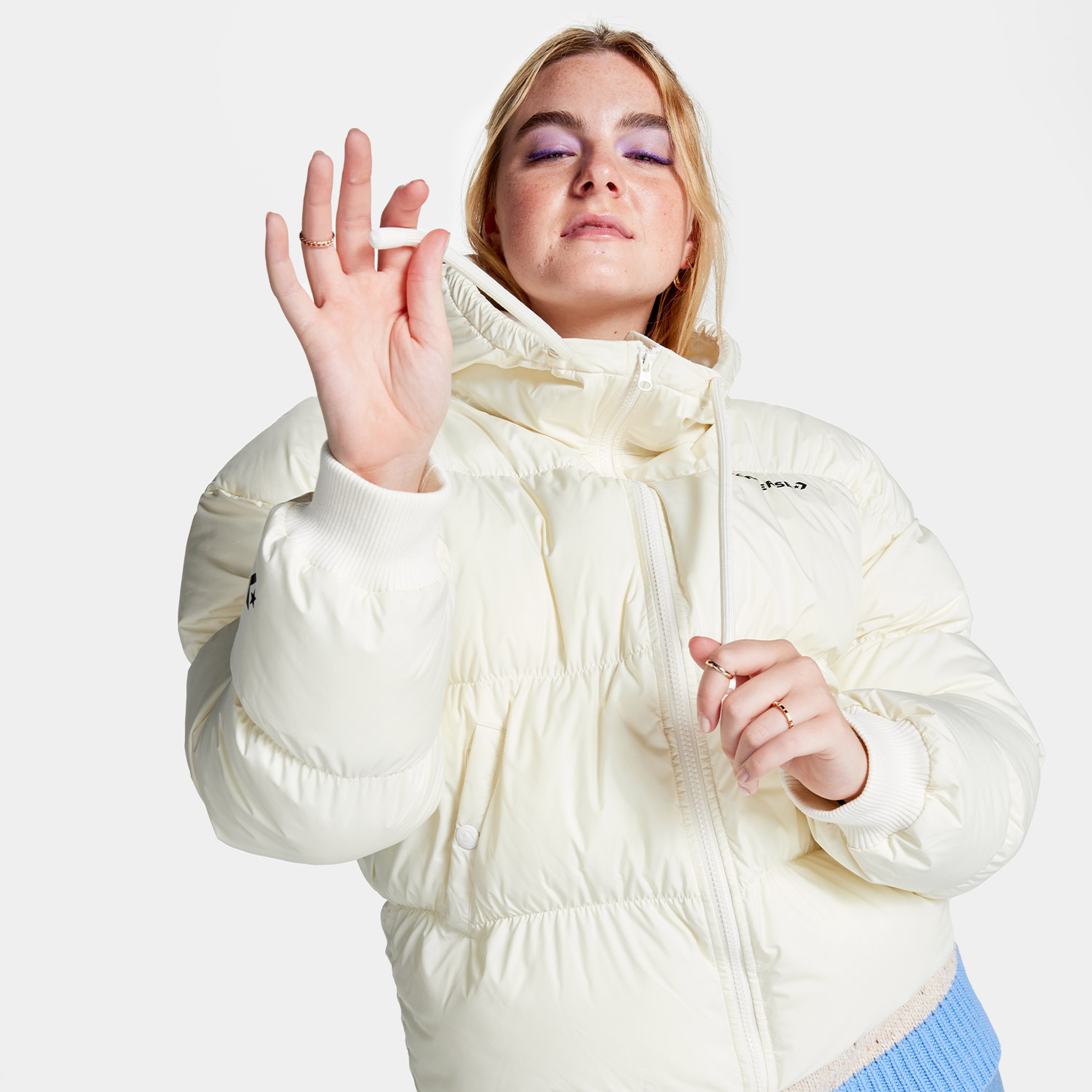 Converse Short Puffer Kadın Beyaz Mont