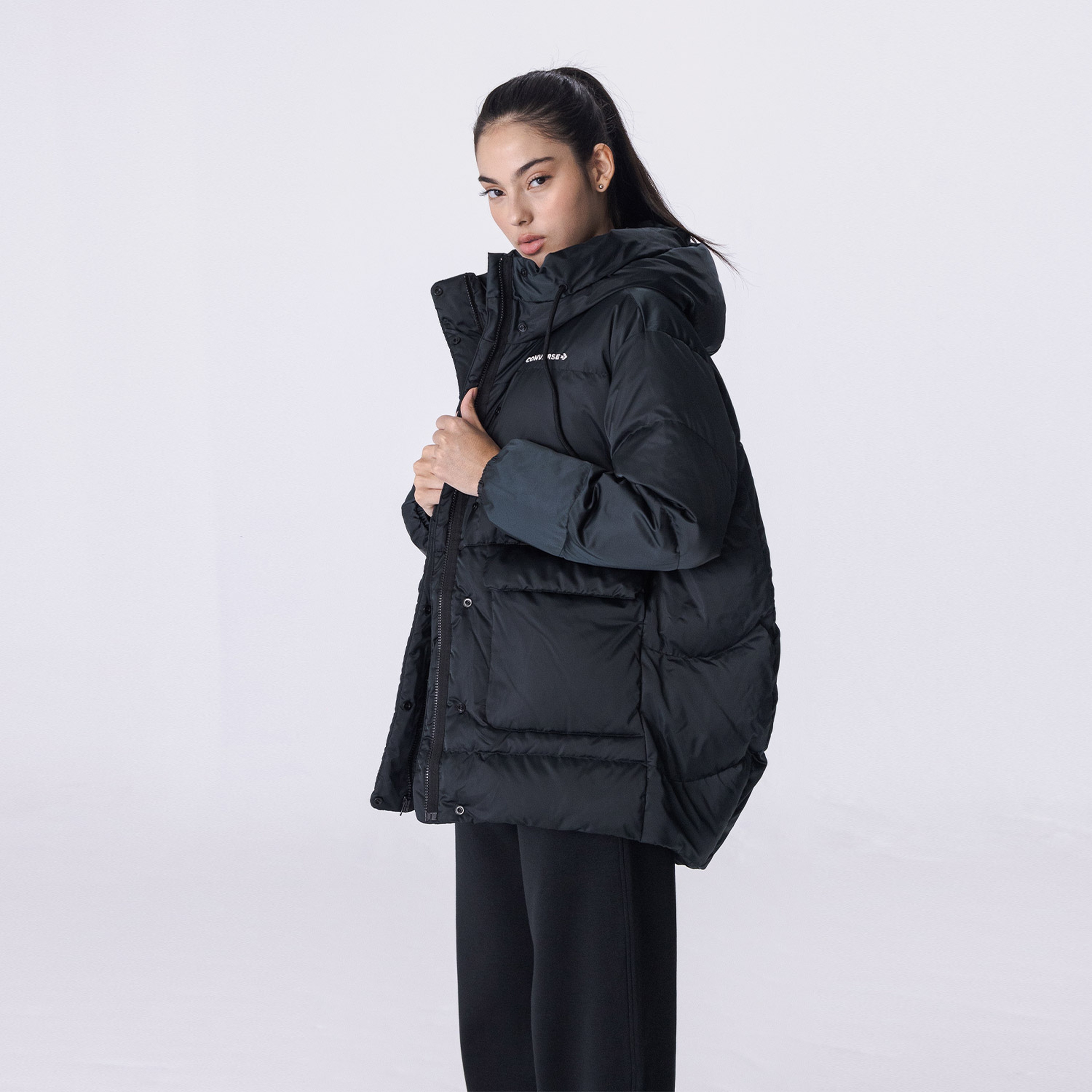 Converse Fashion Mid Down Kadın Siyah Ceket