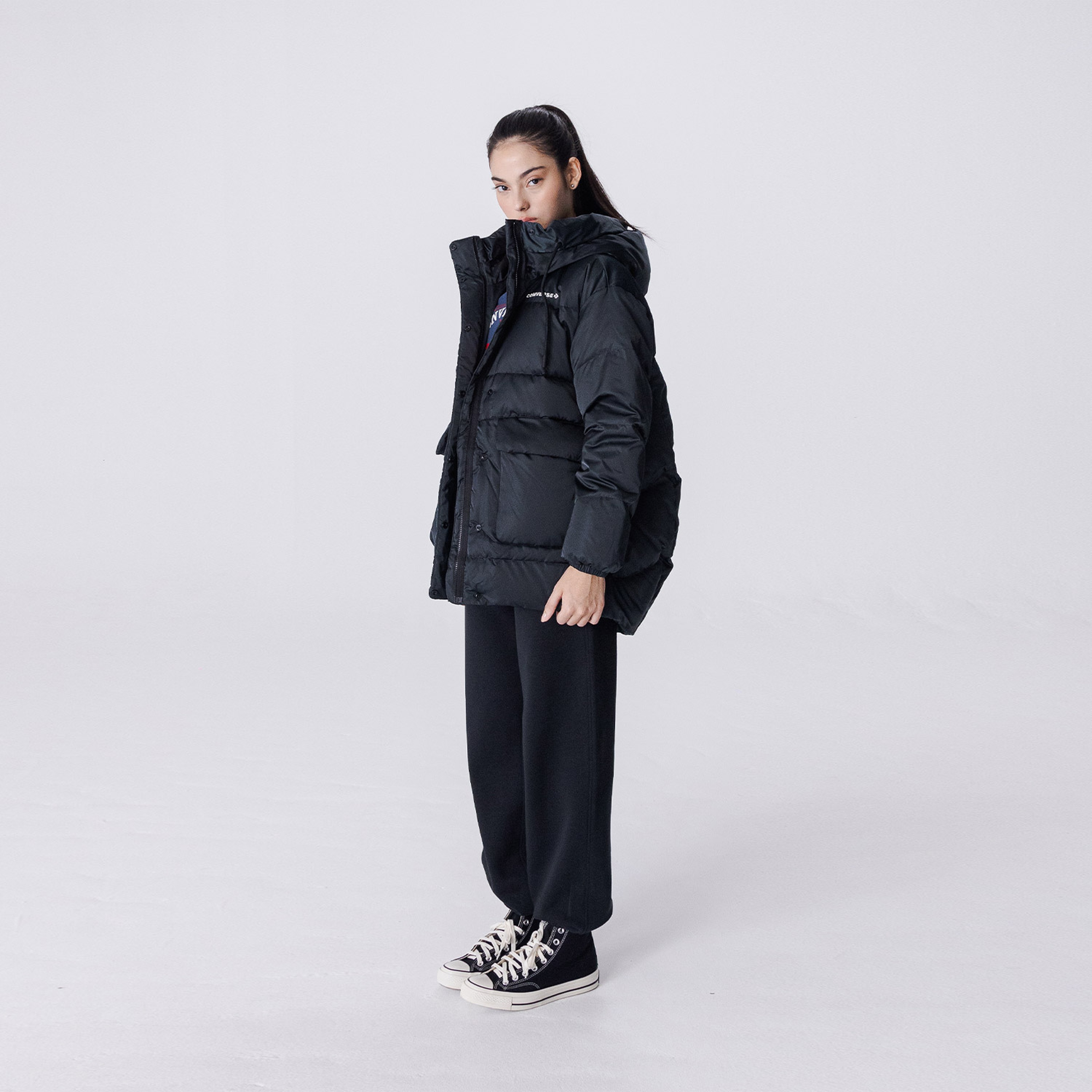 Converse Fashion Mid Down Kadın Siyah Ceket
