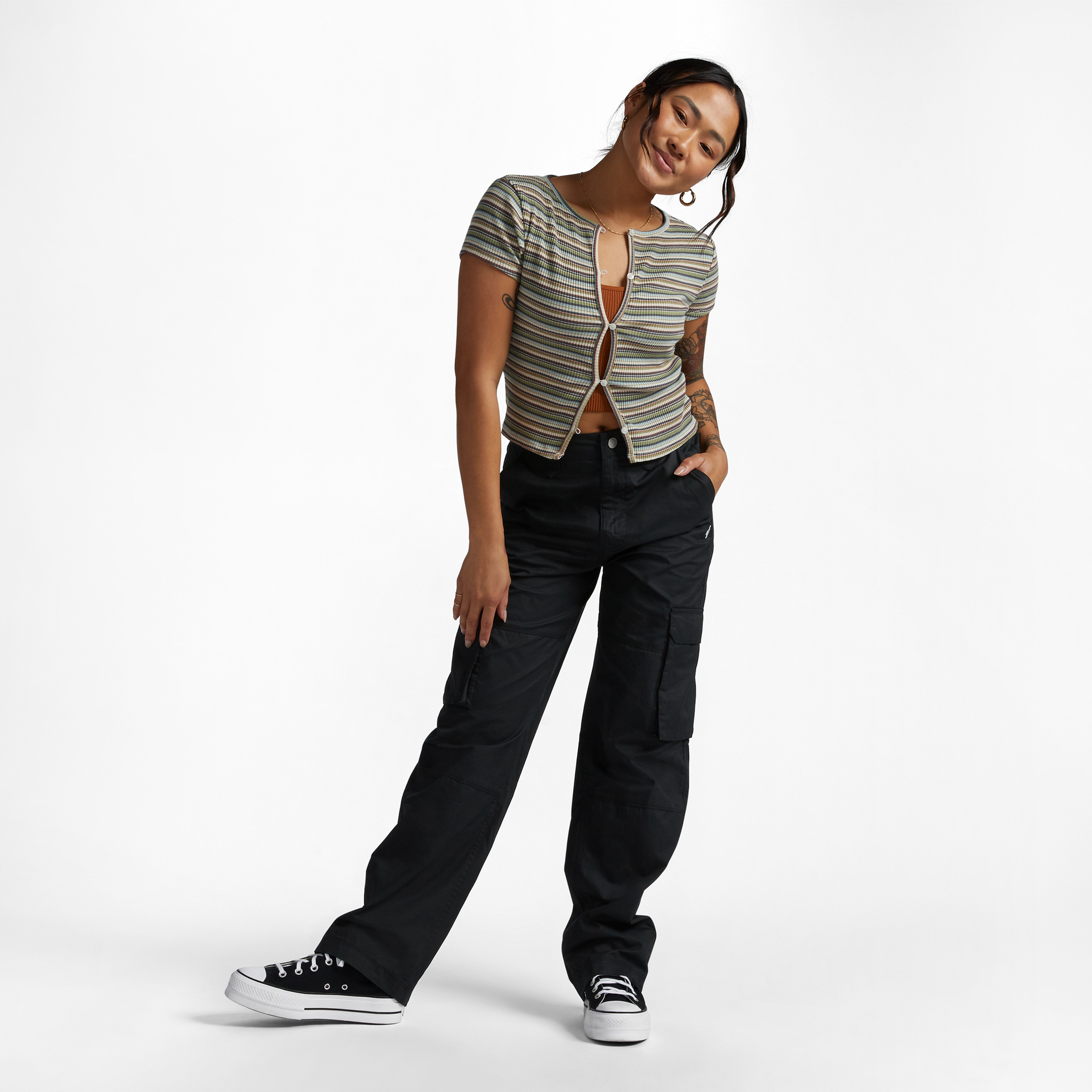 Converse Relaxed Kargo Kadın Siyah Pantolon