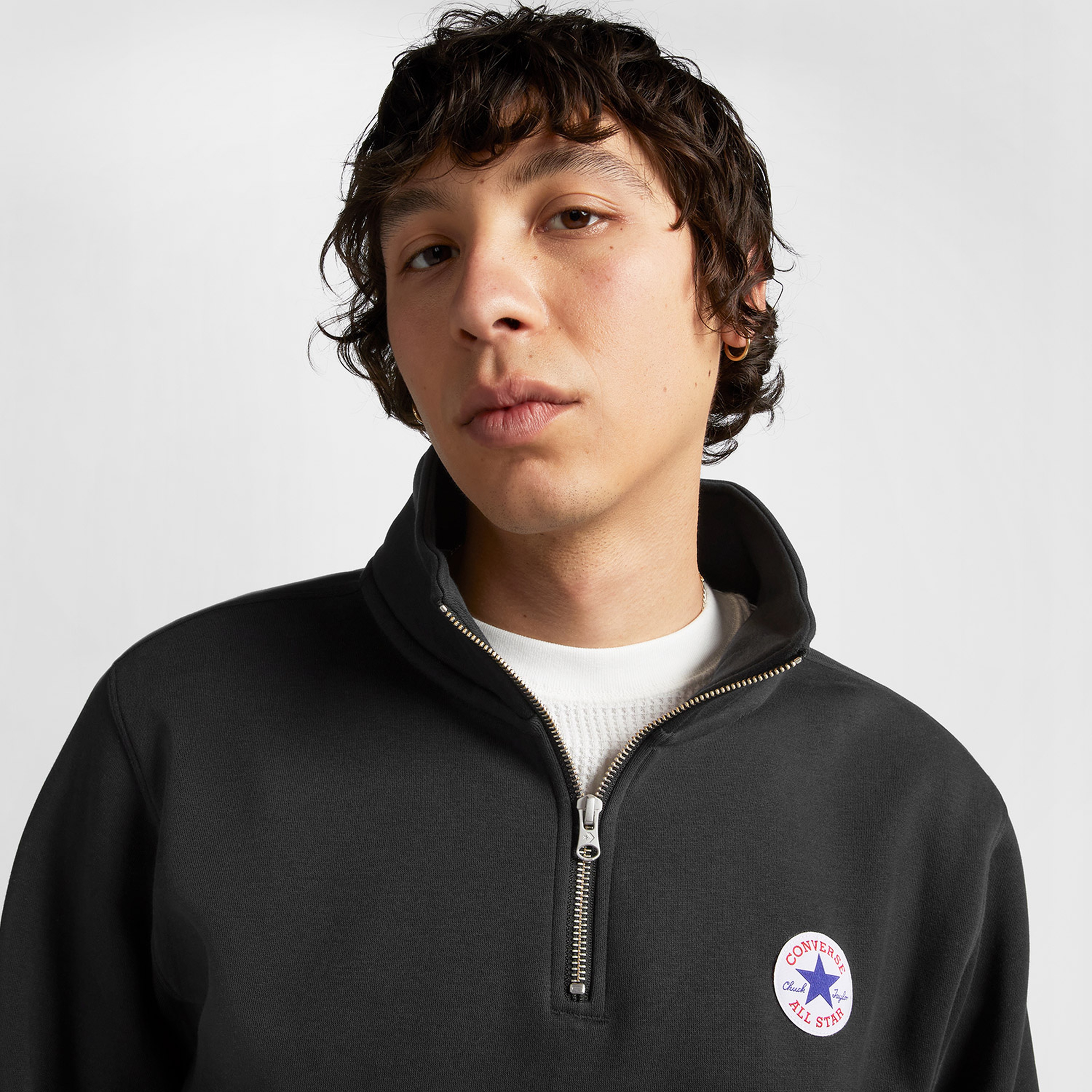 Converse All Star Retro Quarter Zip Erkek Siyah Sweatshirt
