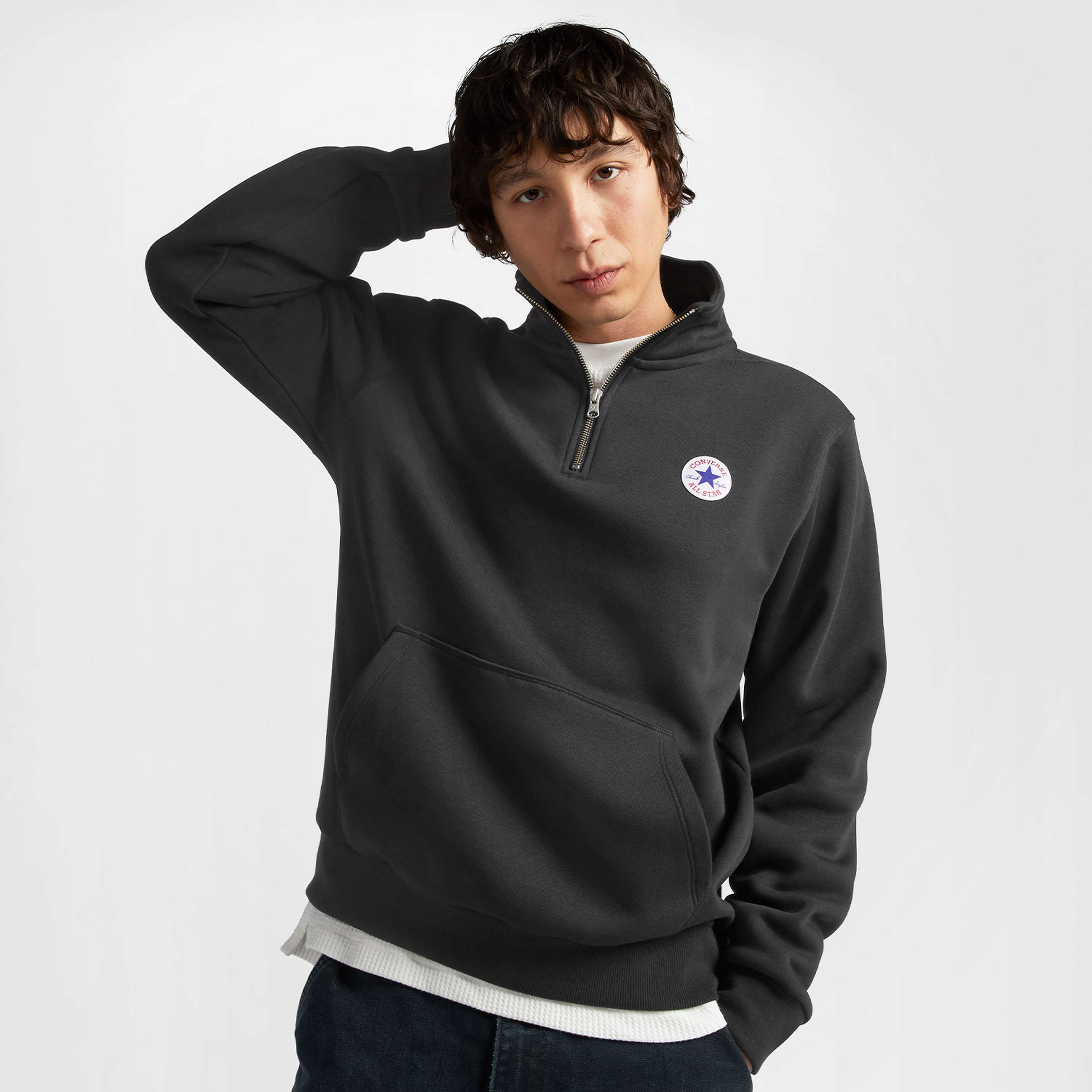 Converse All Star Retro Quarter Zip Erkek Siyah Sweatshirt