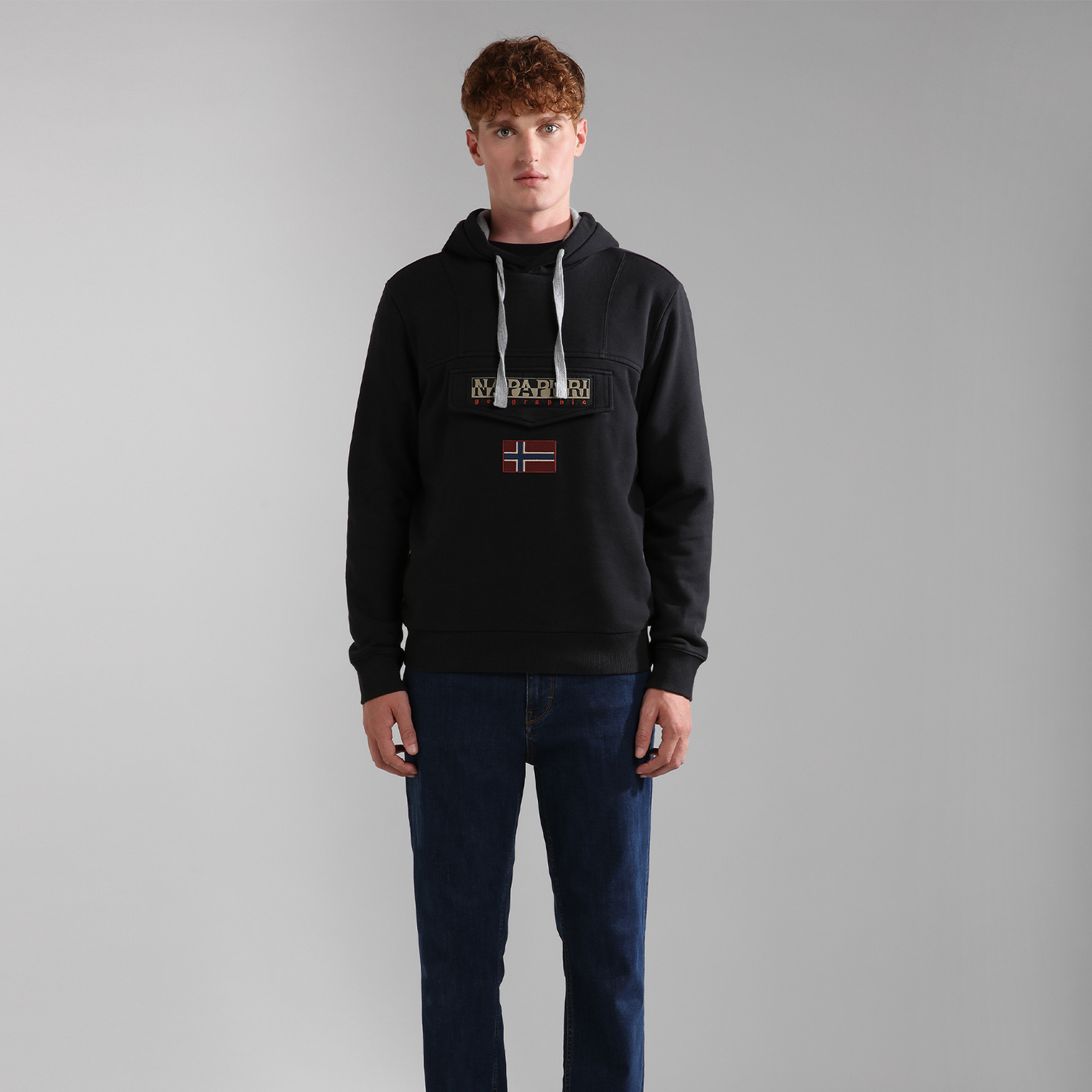 Napapijri Erkek Siyah Kapüşonlu Sweatshirt