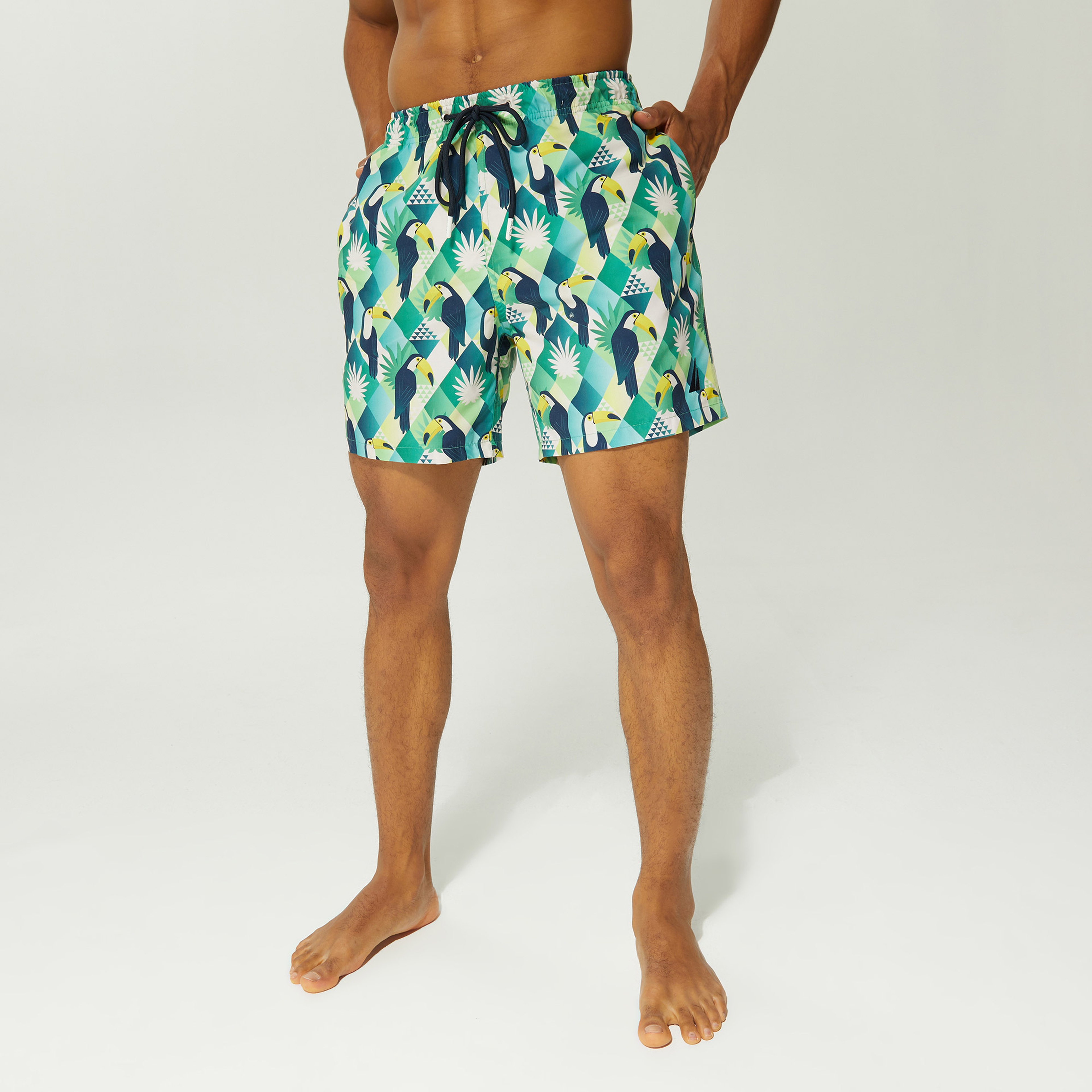 NAUTICA ERKEK YEŞİL STANDART FIT DESENLİ ŞORT MAYO