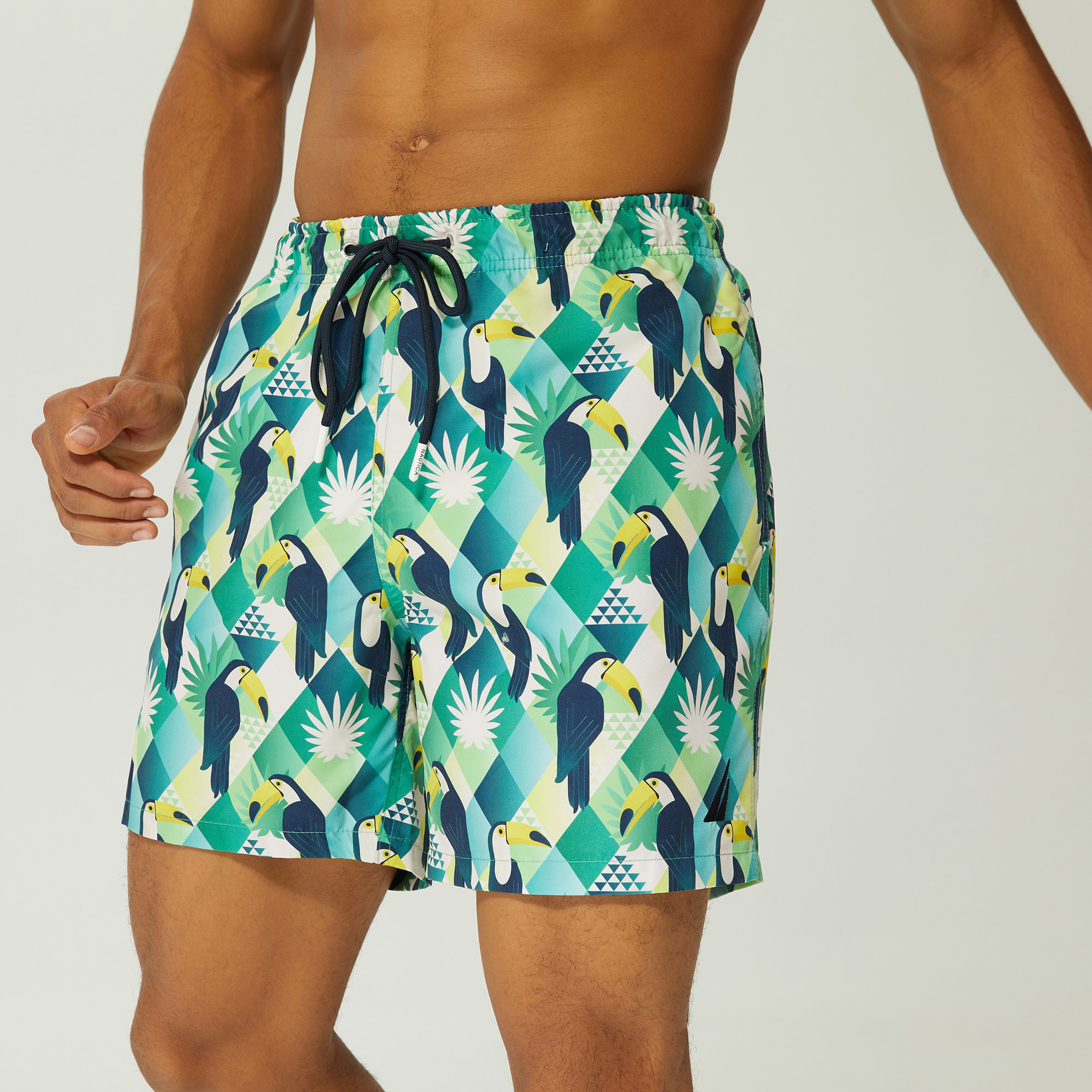 NAUTICA ERKEK YEŞİL STANDART FIT DESENLİ ŞORT MAYO