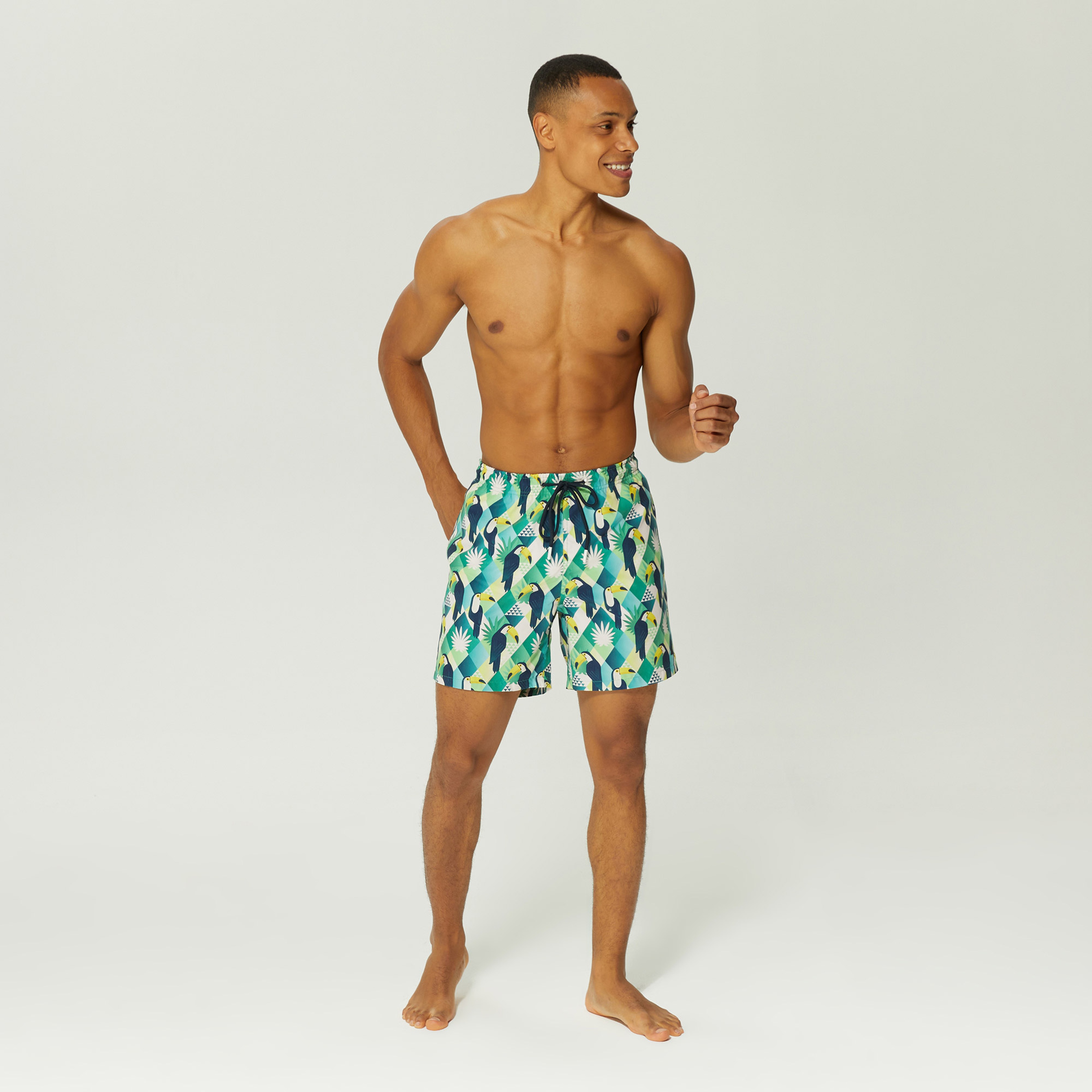 NAUTICA ERKEK YEŞİL STANDART FIT DESENLİ ŞORT MAYO