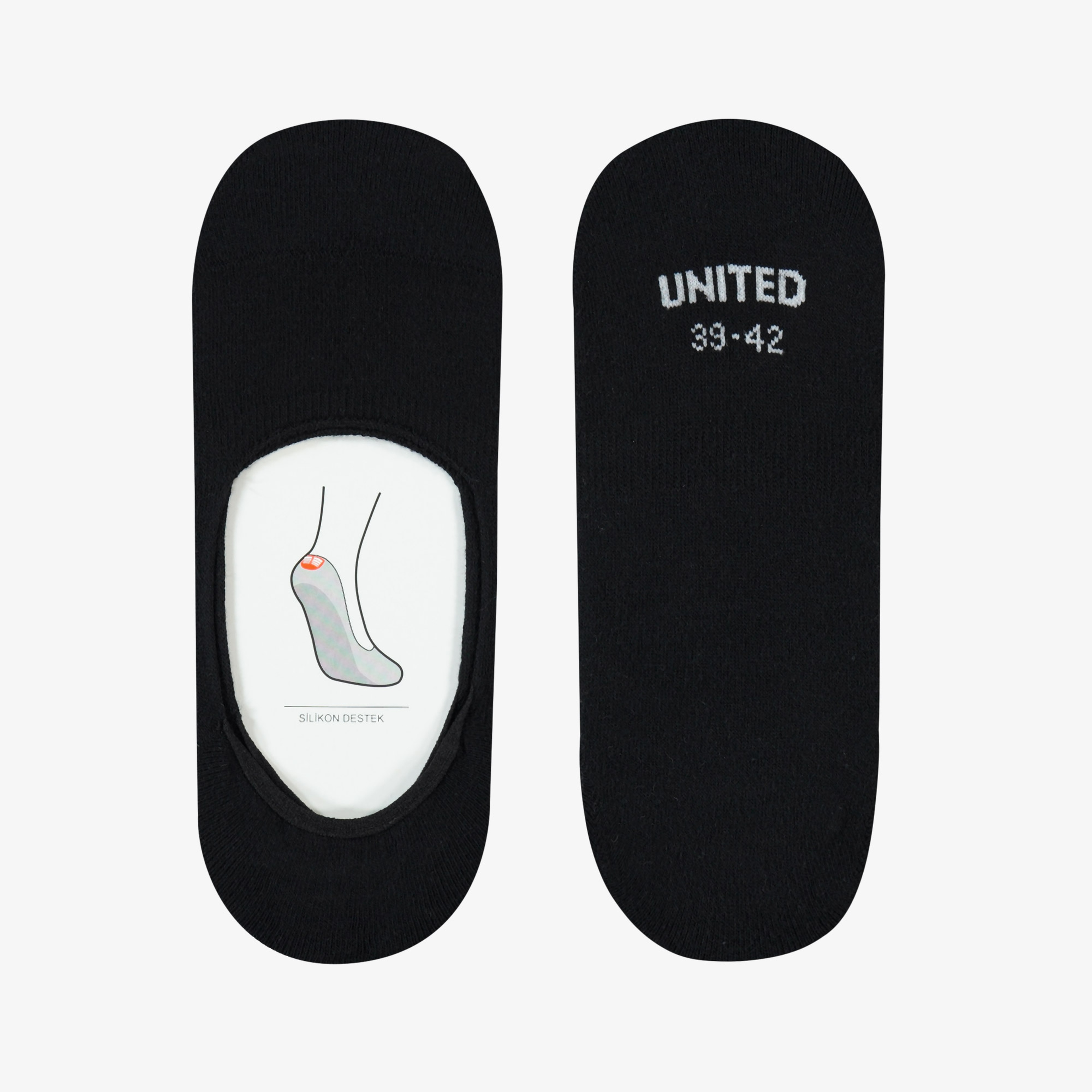 UNITED4 Unisex Siyah Çorap