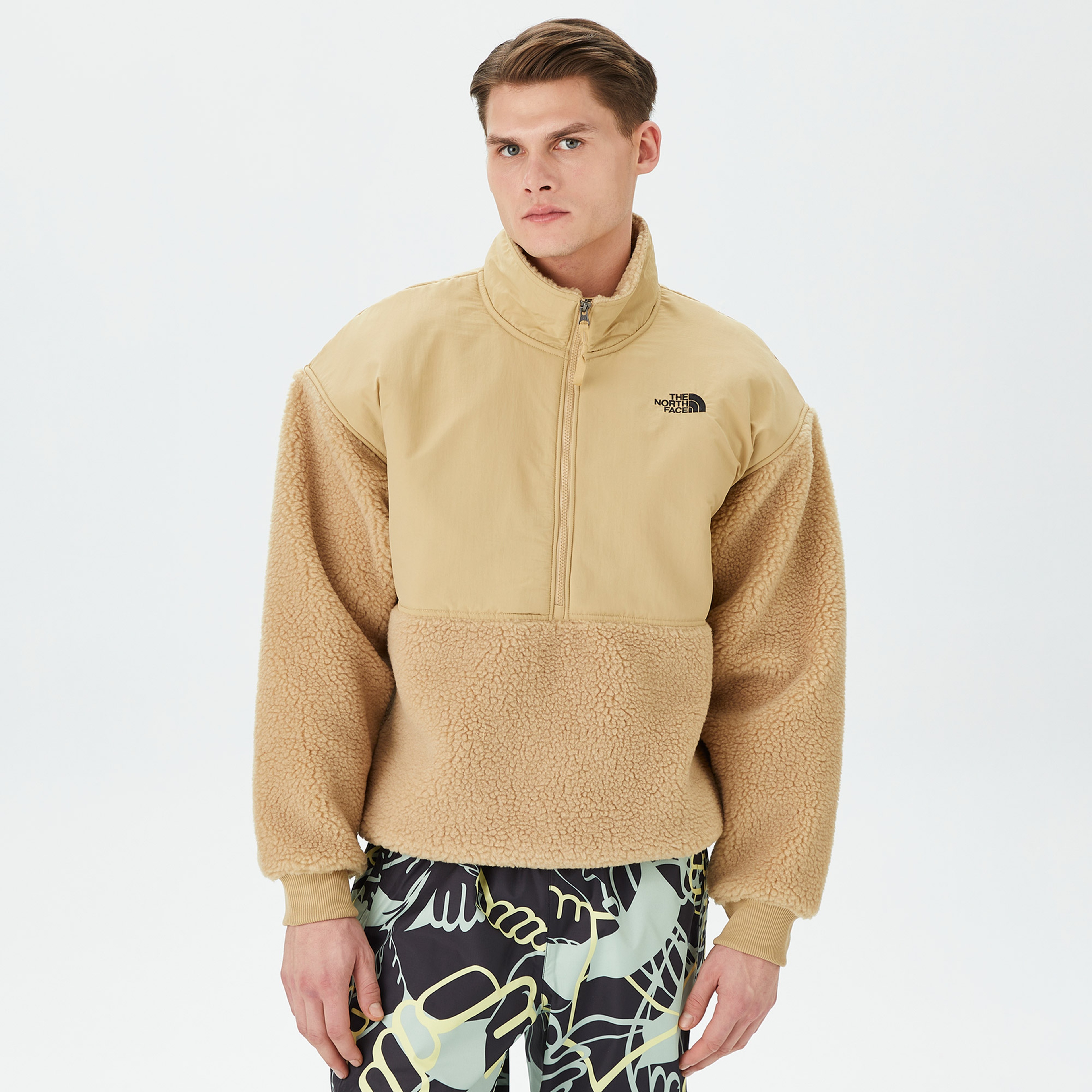 The North Face Platte High Pile Fleece 1/4  Erkek Bej Sweatshirt