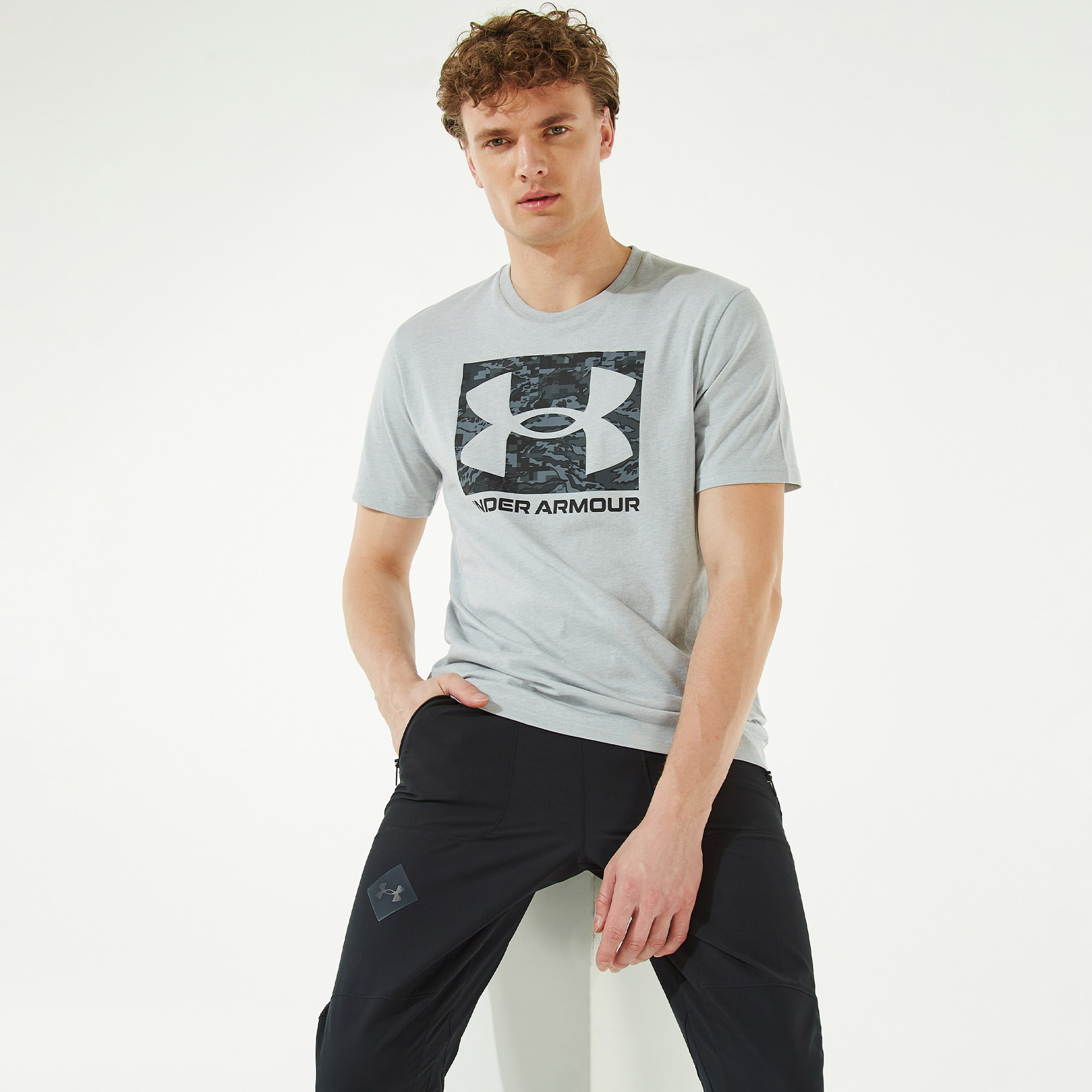 Under Armour Abc Camo Boxed Logo Erkek Gri T-Shirt
